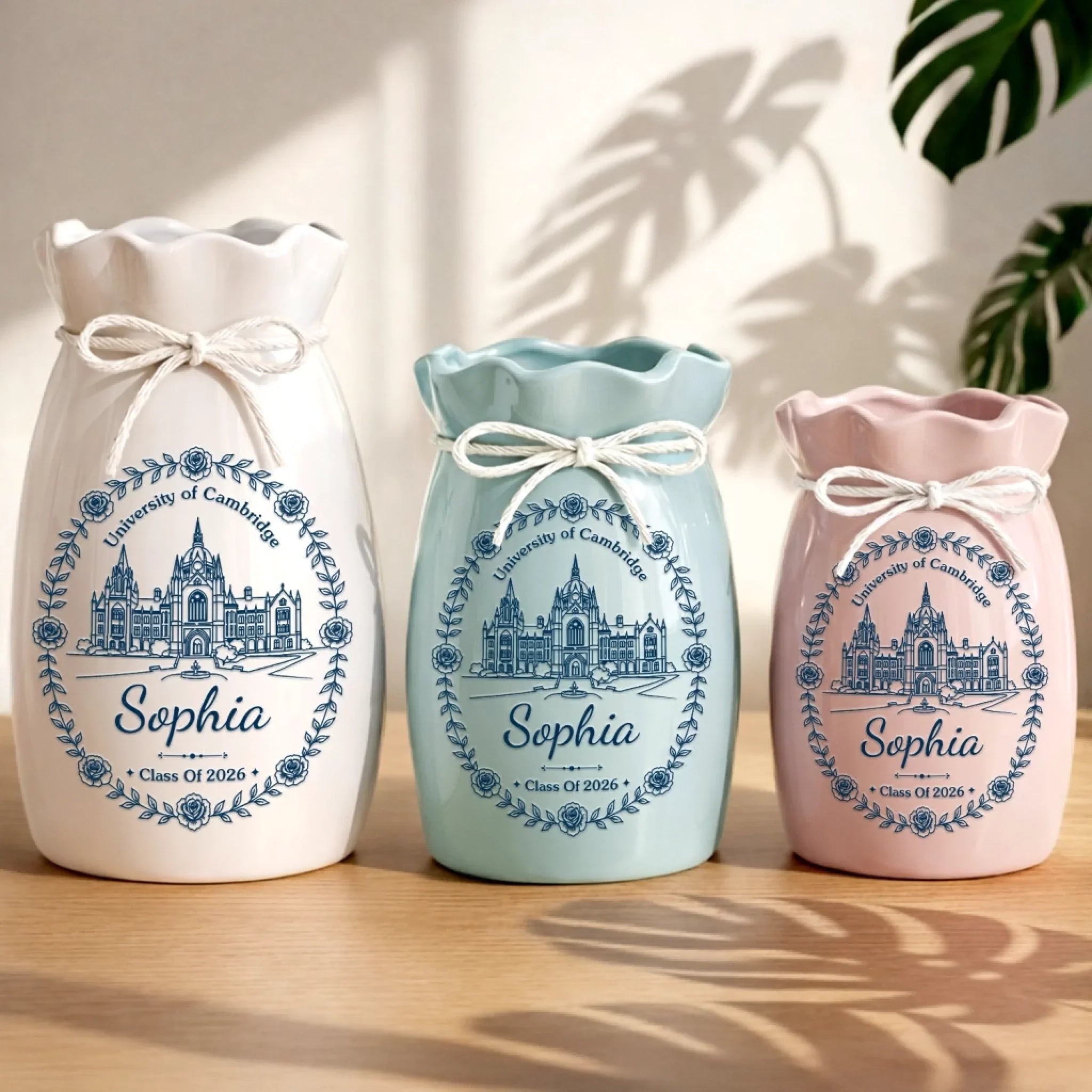 Custom Flower Vase With Ribbon - Personalized Graduation Gifts For Him, Her - A Proud Chapter, Beautifully Celebrated