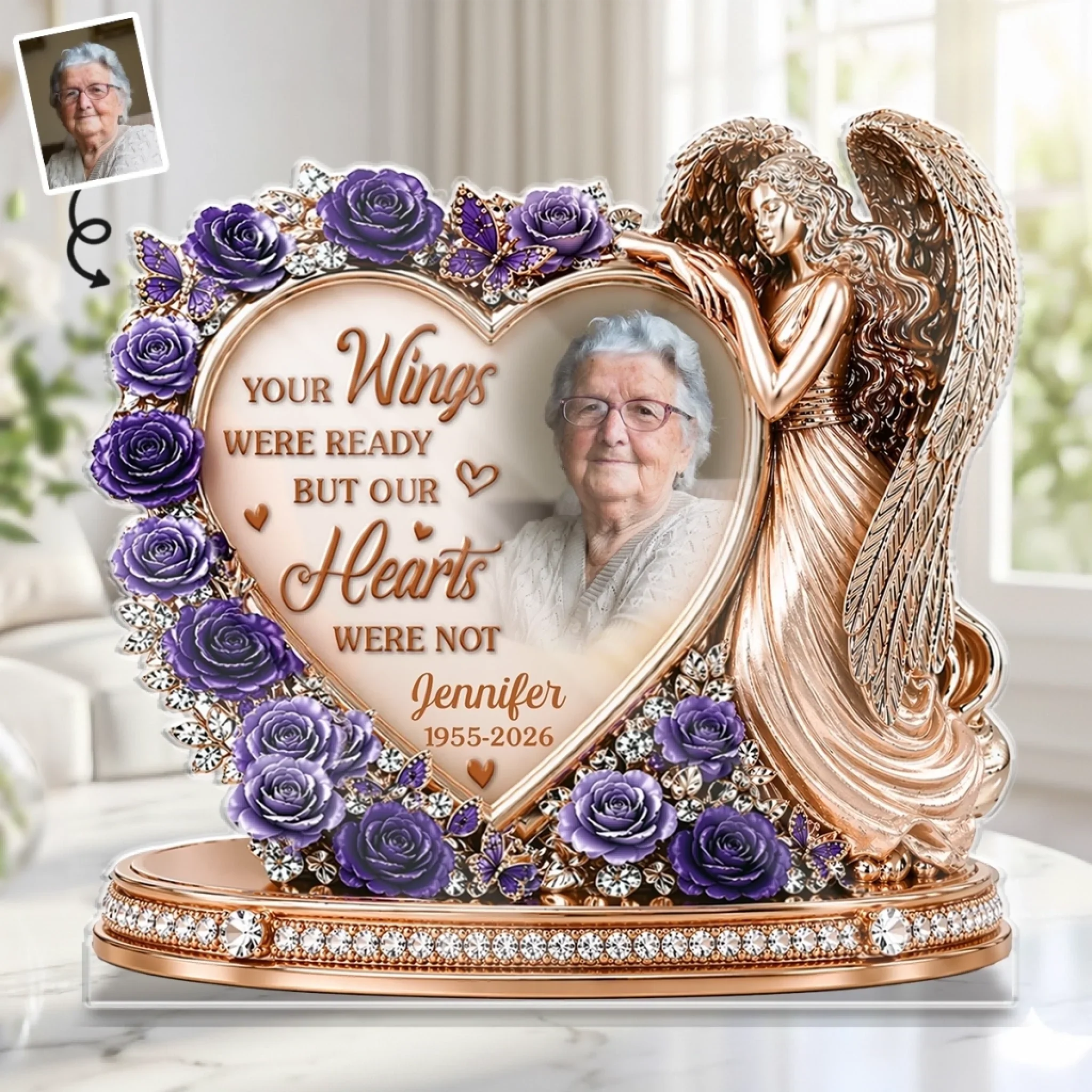 Custom Photo Acrylic Plaque - Personalized  Memorial Sympathy Gifts For Loss Of Mom, Dad - Forever Loved, Never Forgotten