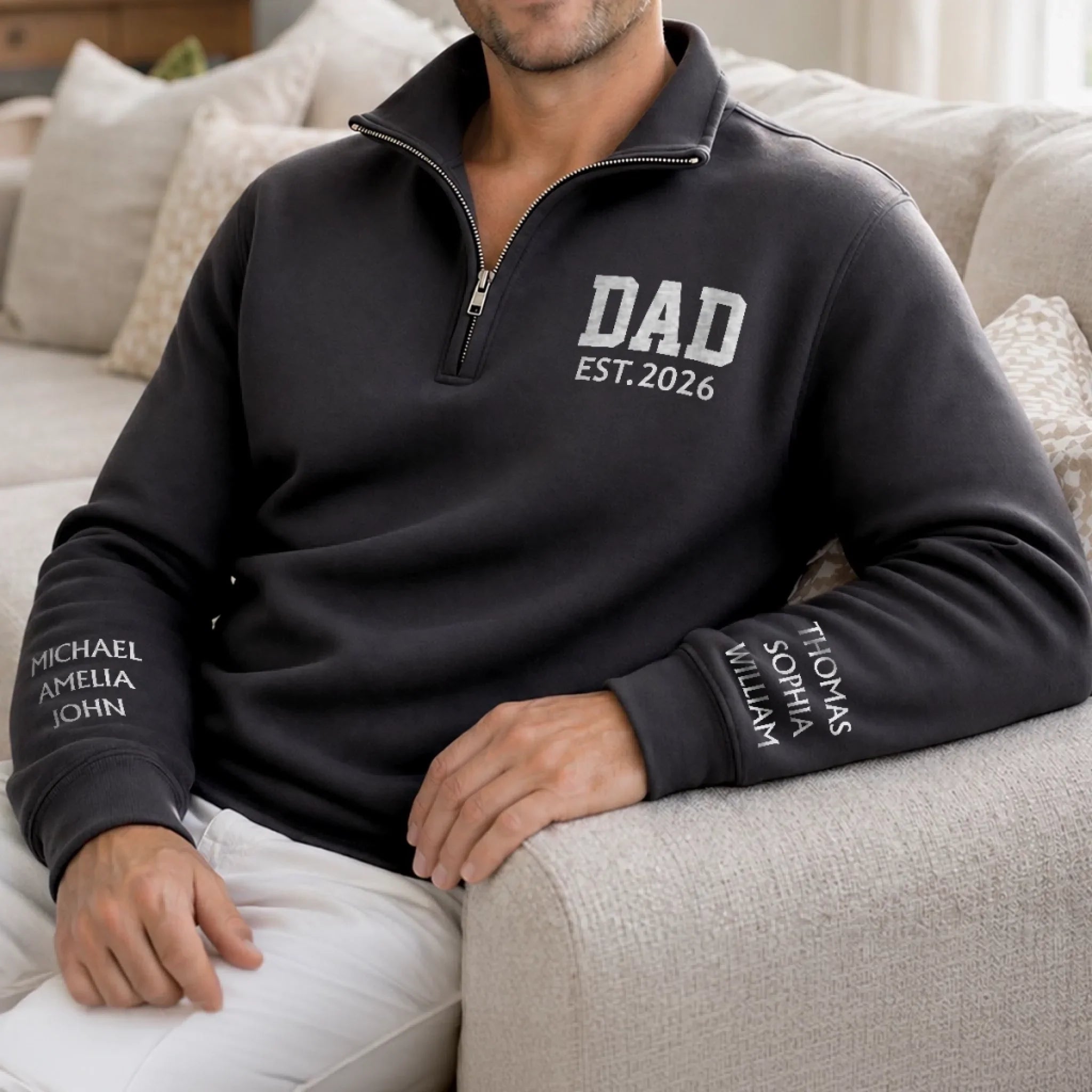 Custom Unisex Quarter Zip Sweatshirt - Personalized Father's Day Birthday Gifts For Dad, Grandpa - Loved Beyond Measure Called Dad