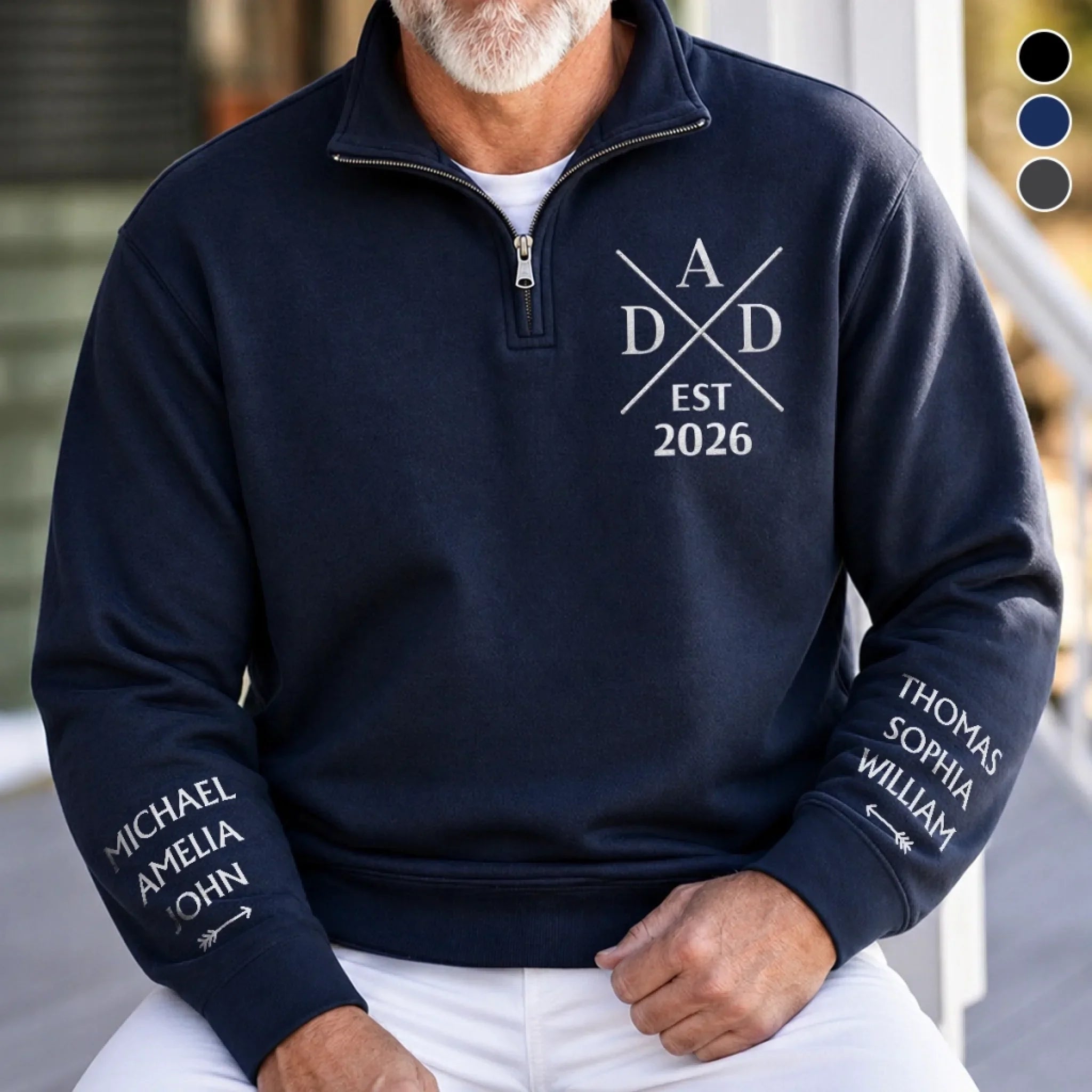 Custom Unisex Quarter Zip Sweatshirt - Personalized Father's Day Birthday Gifts For Dad, Grandpa - Loved By Little Legends