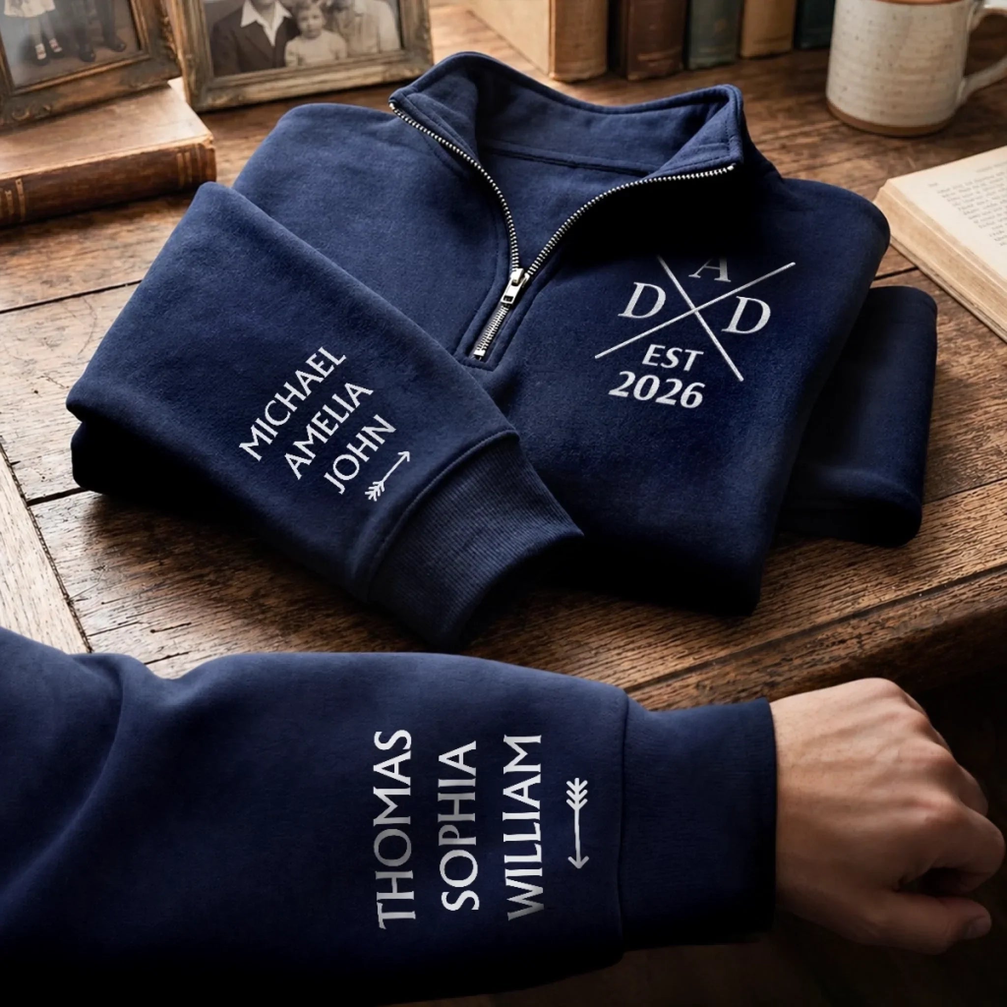 Custom Unisex Quarter Zip Sweatshirt - Personalized Father's Day Birthday Gifts For Dad, Grandpa - Loved By Little Legends