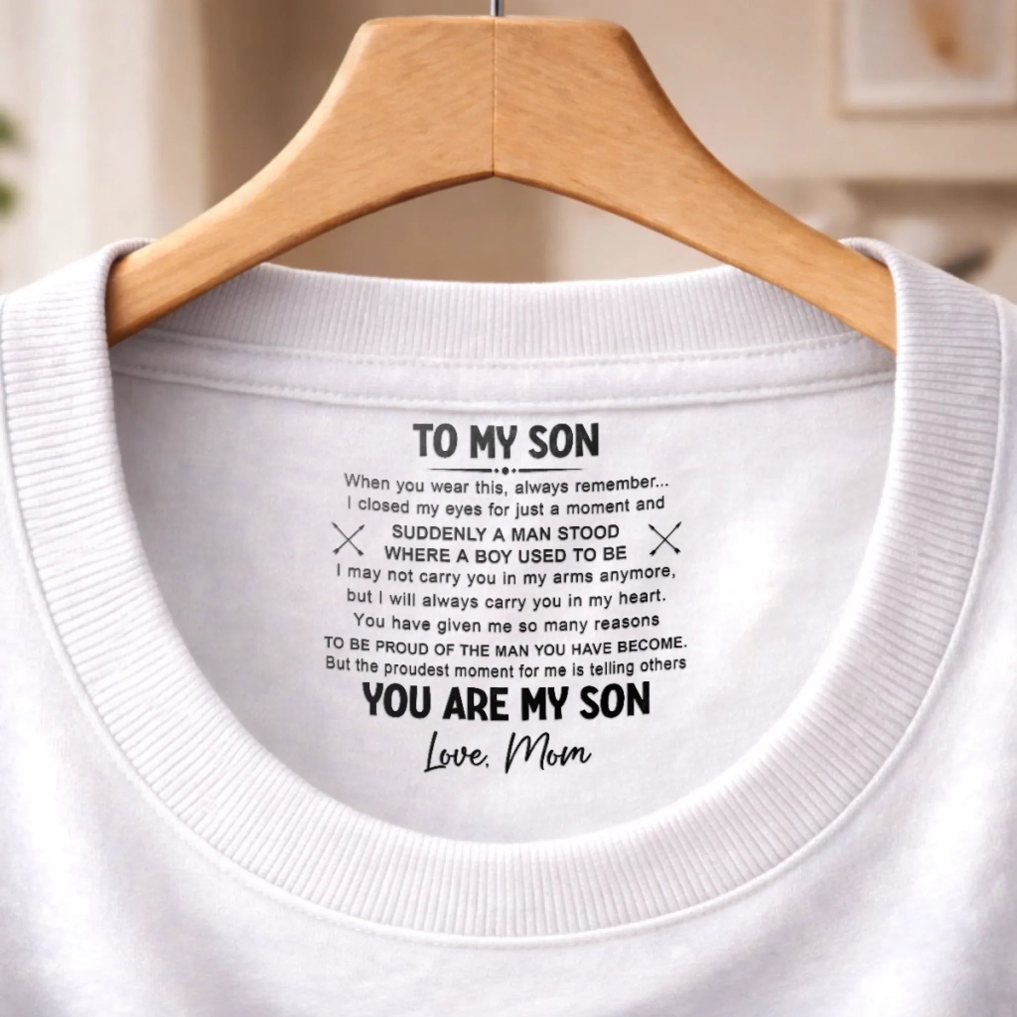 Custom Inside Neck Print T-Shirt - Personalized Birthday Gifts For Son, Grandson - My Son, My Greatest Blessing