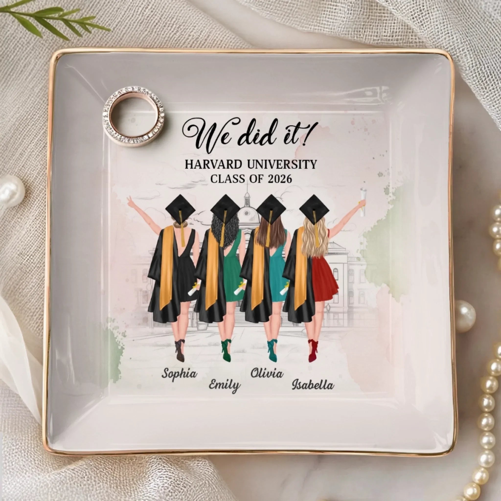 Custom Full-Print Jewelry Dish - Personalized Graduation Gifts For Women, Besties, Sisters, BFF - She Is Truly Glowing