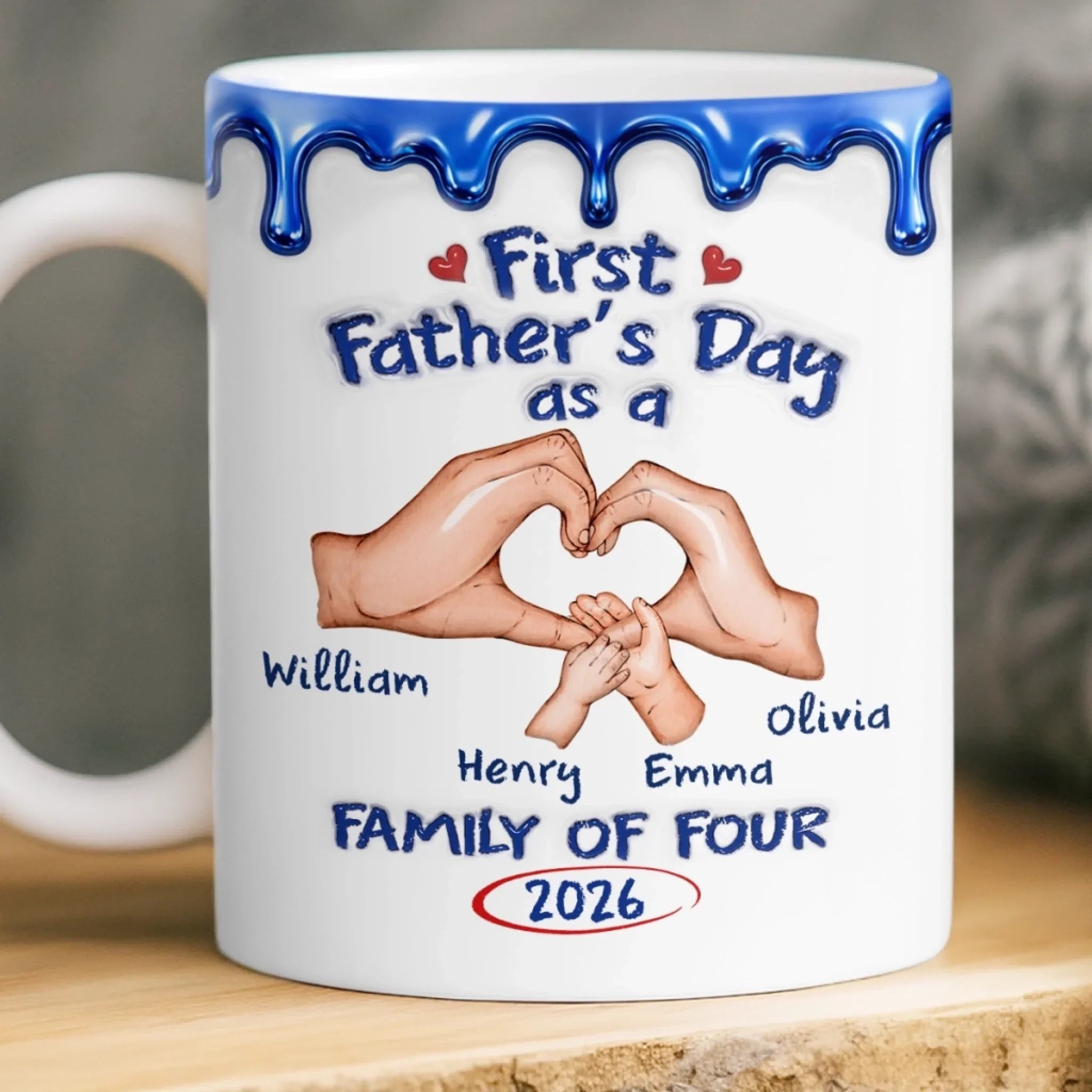 Custom 3D Inflated Effect Printed Mug - Personalized Father's Day Gifts For New Dad - Dad Life Starts Here