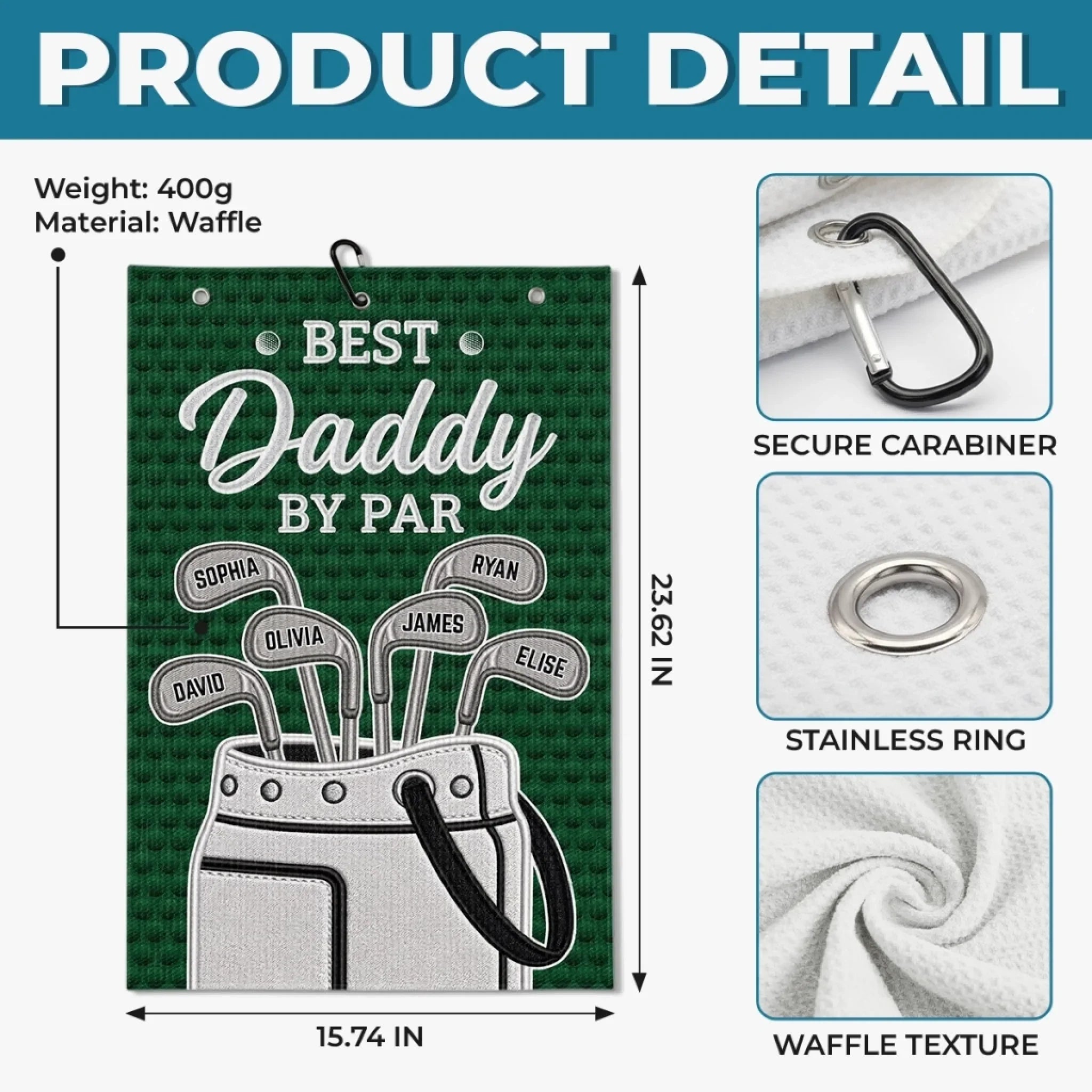 Custom Golf Towel - Personalized Father's Day Birthday Golf Gifts For Dad, Grandpa - Good Vibes And Fairways