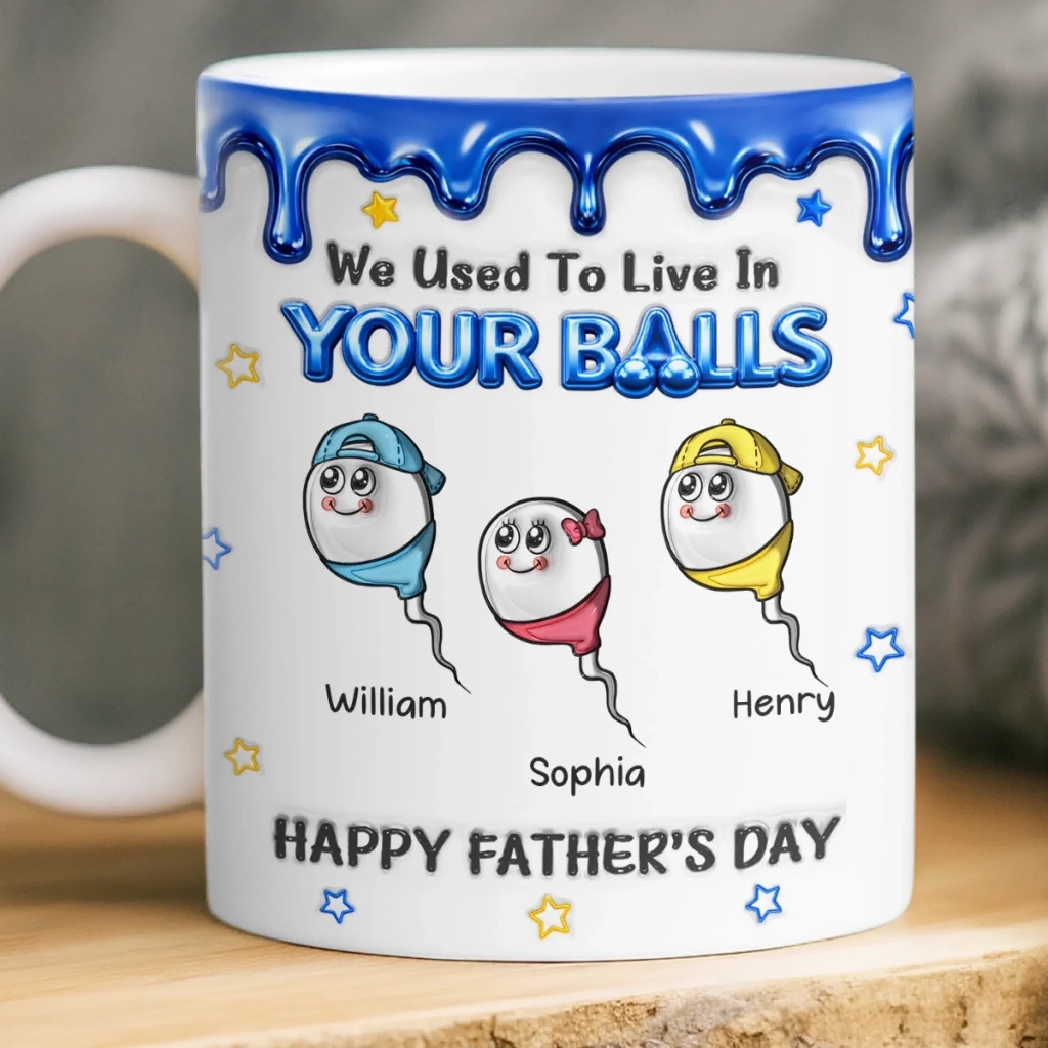 Custom 3D Inflated Effect Printed Mug - Personalized Father's Day Birthday Gifts For Dad - From Balls To Family