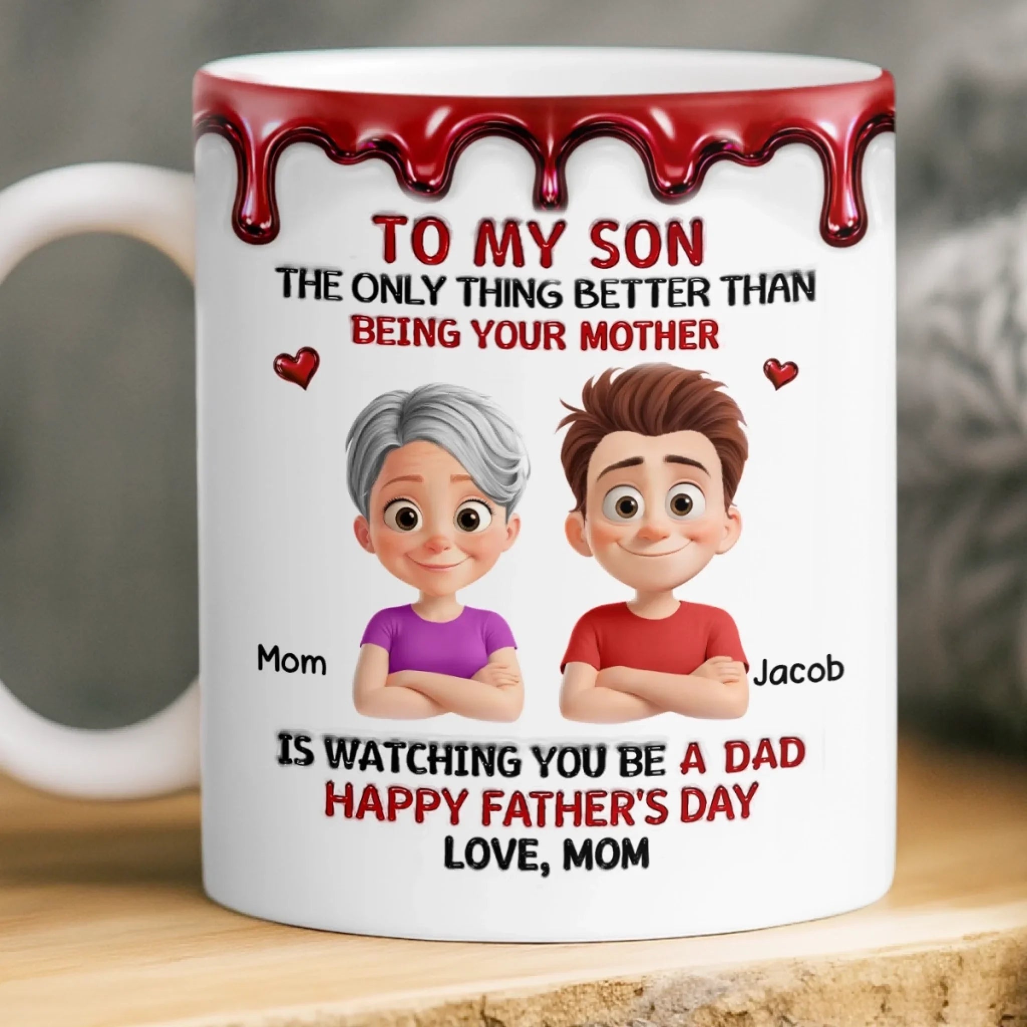 Custom 3D Inflated Effect Printed Mug - Personalized Father's Day Gifts For Son - Raised A Great Dad