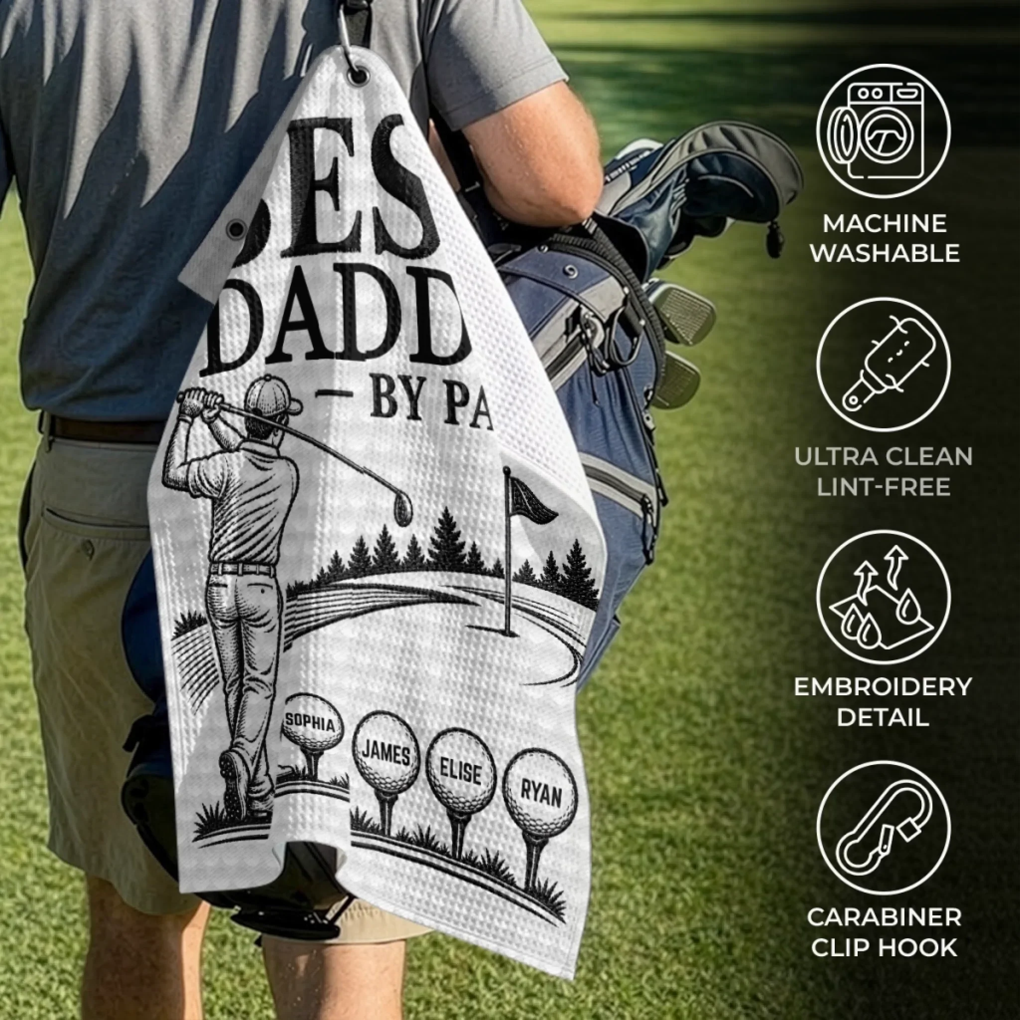 Custom Golf Towel - Personalized Father's Day Birthday Golf Gifts For Dad, Grandpa - The Real Golf Champ