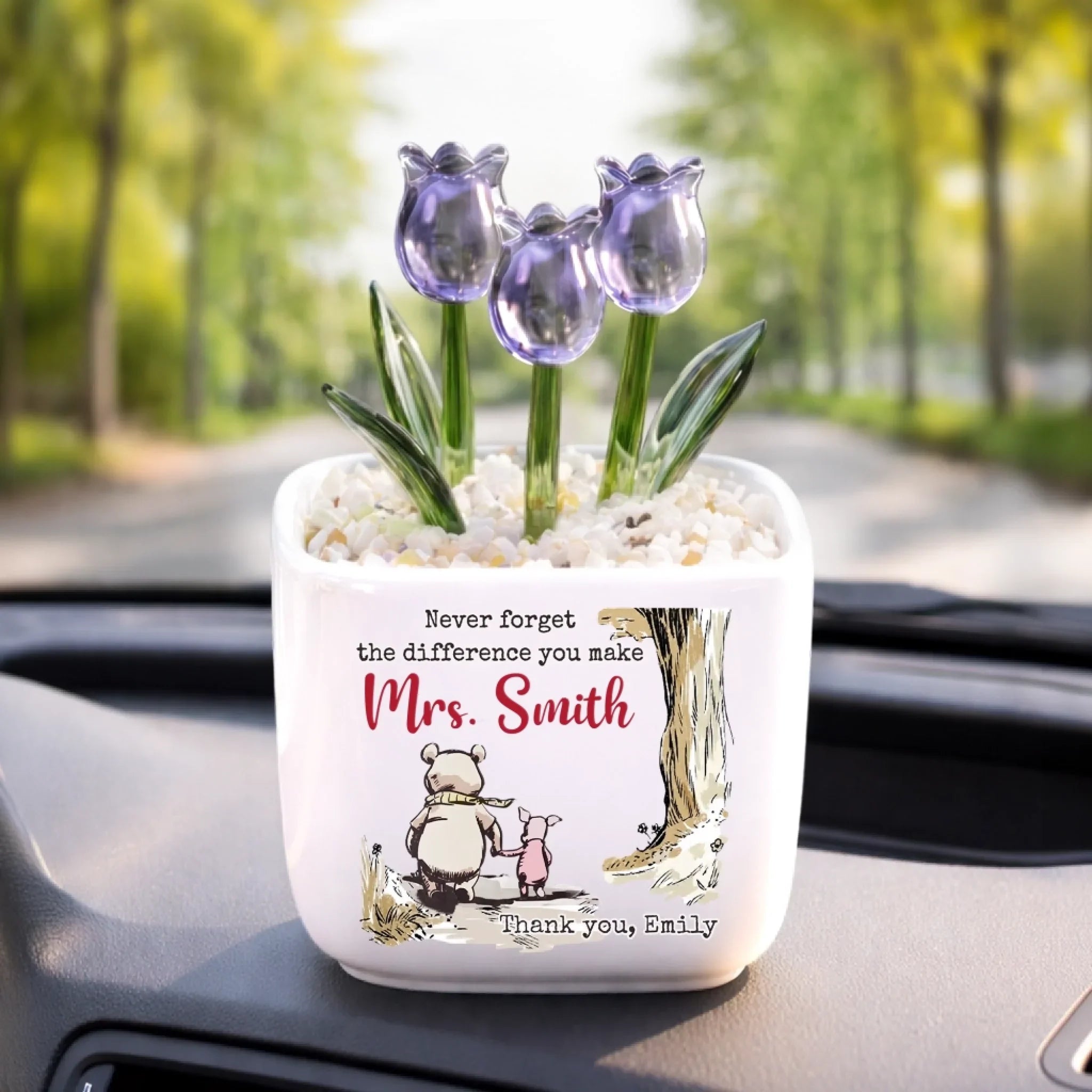 Custom Glass Everlasting Tulips - Personalized Graduation Gifts For Teachers - Sweet Blooms, Big Thanks