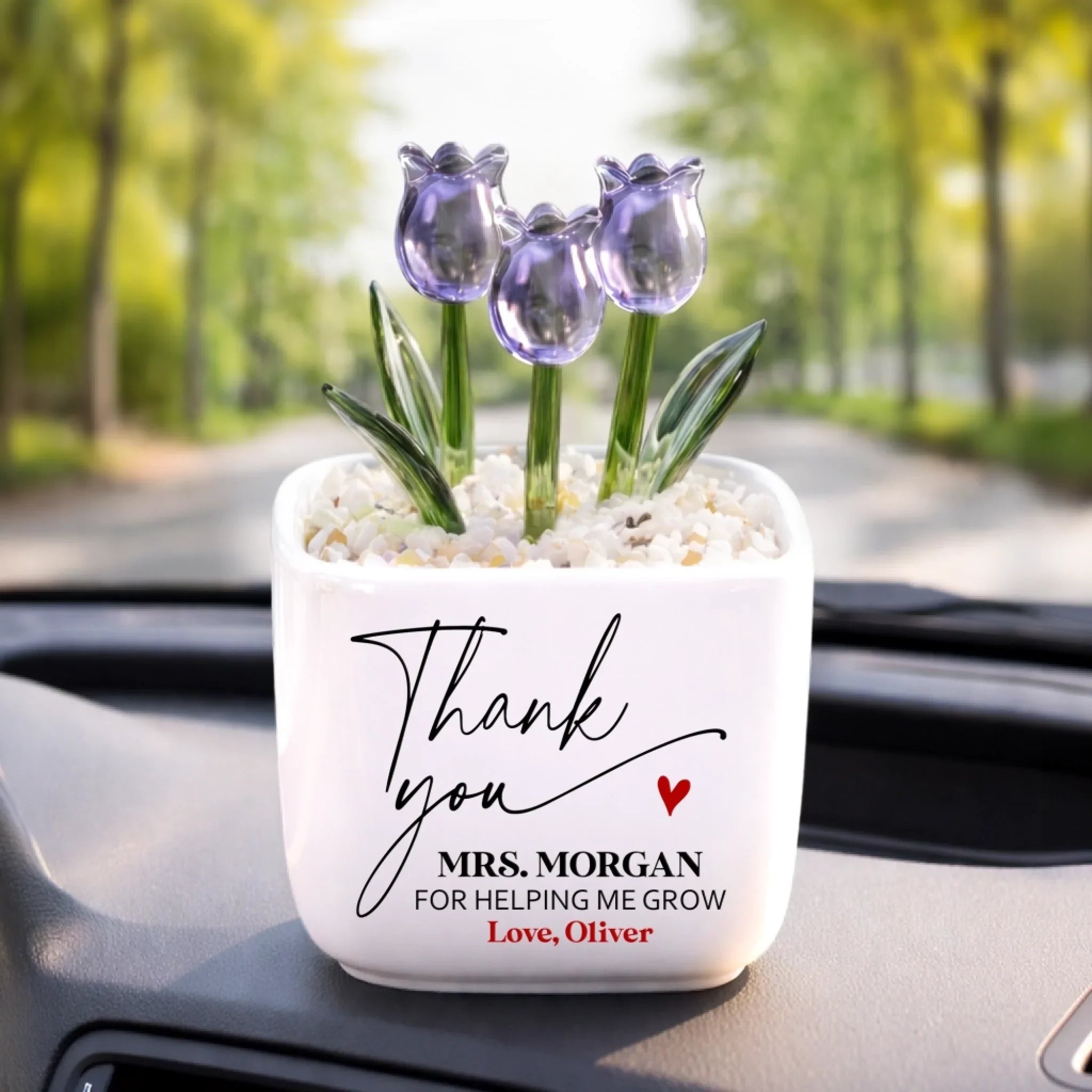Custom Glass Everlasting Tulips - Personalized Graduation Gifts For Teachers - Made To Say Thank You