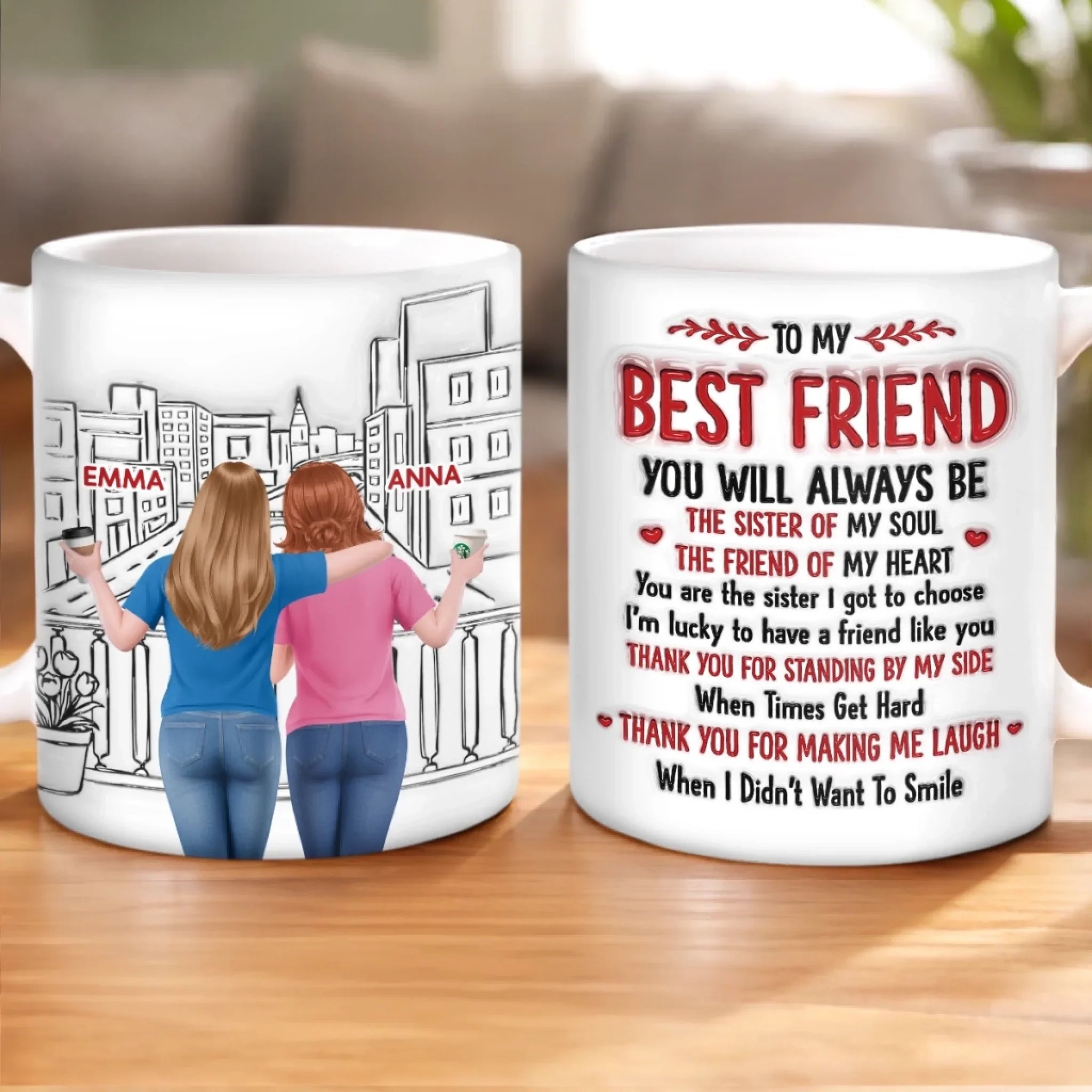 Custom 3D Inflated Effect Printed Mug - Personalized Best Friend Birthday Gifts For Women, Besties, Sisters, BFF -  My Laugh Therapist