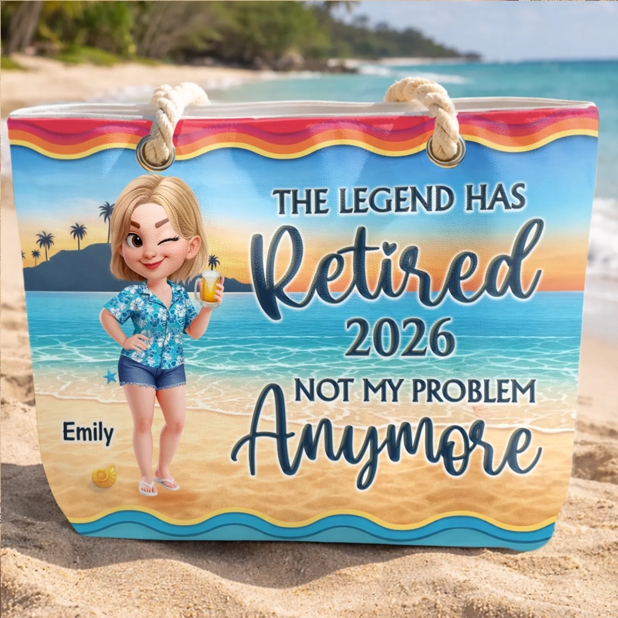 Custom Beach Bag - Personalized Summer Vacation And Travel, Retirement Gifts For Best Friends, Family, Coworker, Work Bestie - Living The Legend Life