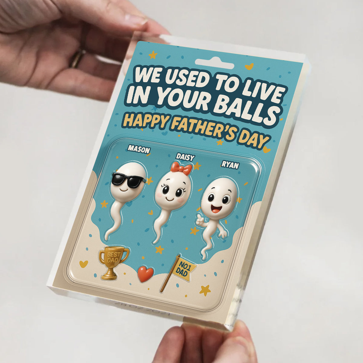 We Used To Live In Your Balls Dad Customer Figure Personalized Acrylic Block Plaque,  Gift for Dad, Gift for Husband