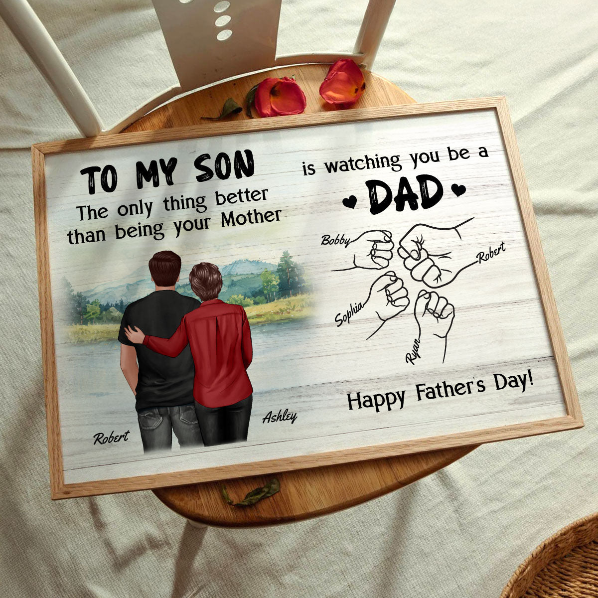 From Mom Dad To Son Watching You Be A Dad Blue Theme Personalized Poster, Gift For Son