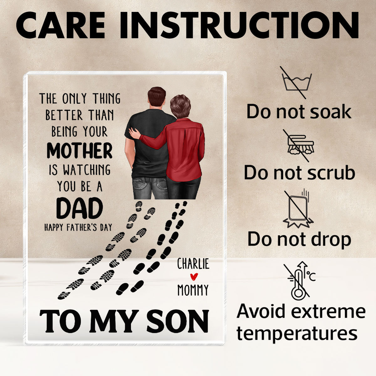 To My Son From Mom Dad Footprints Personalized Acrylic Block,  gift