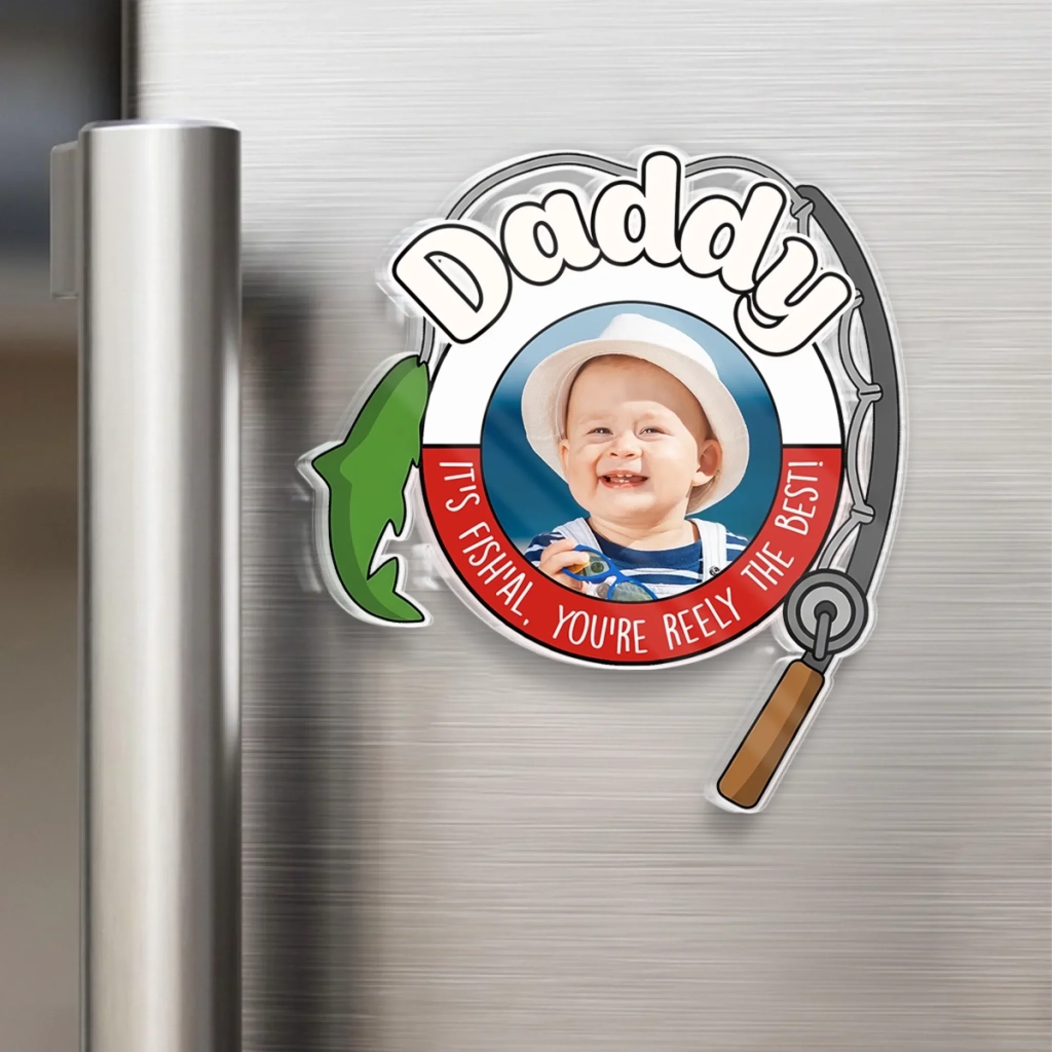 Custom Photo Acrylic Fridge Magnet - Personalized Father's Day Birthday Gifts For Dad, Grandpa - Doing What I Love Most