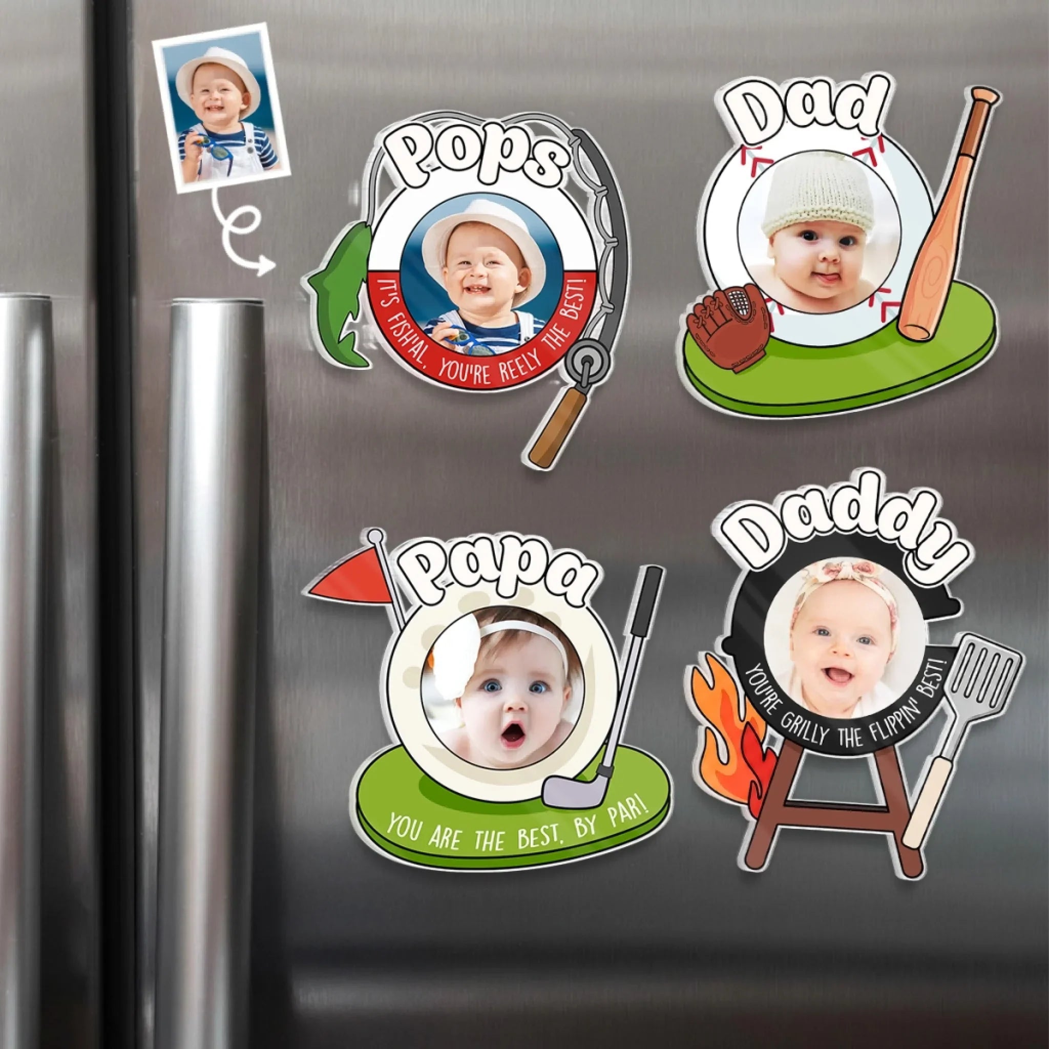 Custom Photo Acrylic Fridge Magnet - Personalized Father's Day Birthday Gifts For Dad, Grandpa - Doing What I Love Most