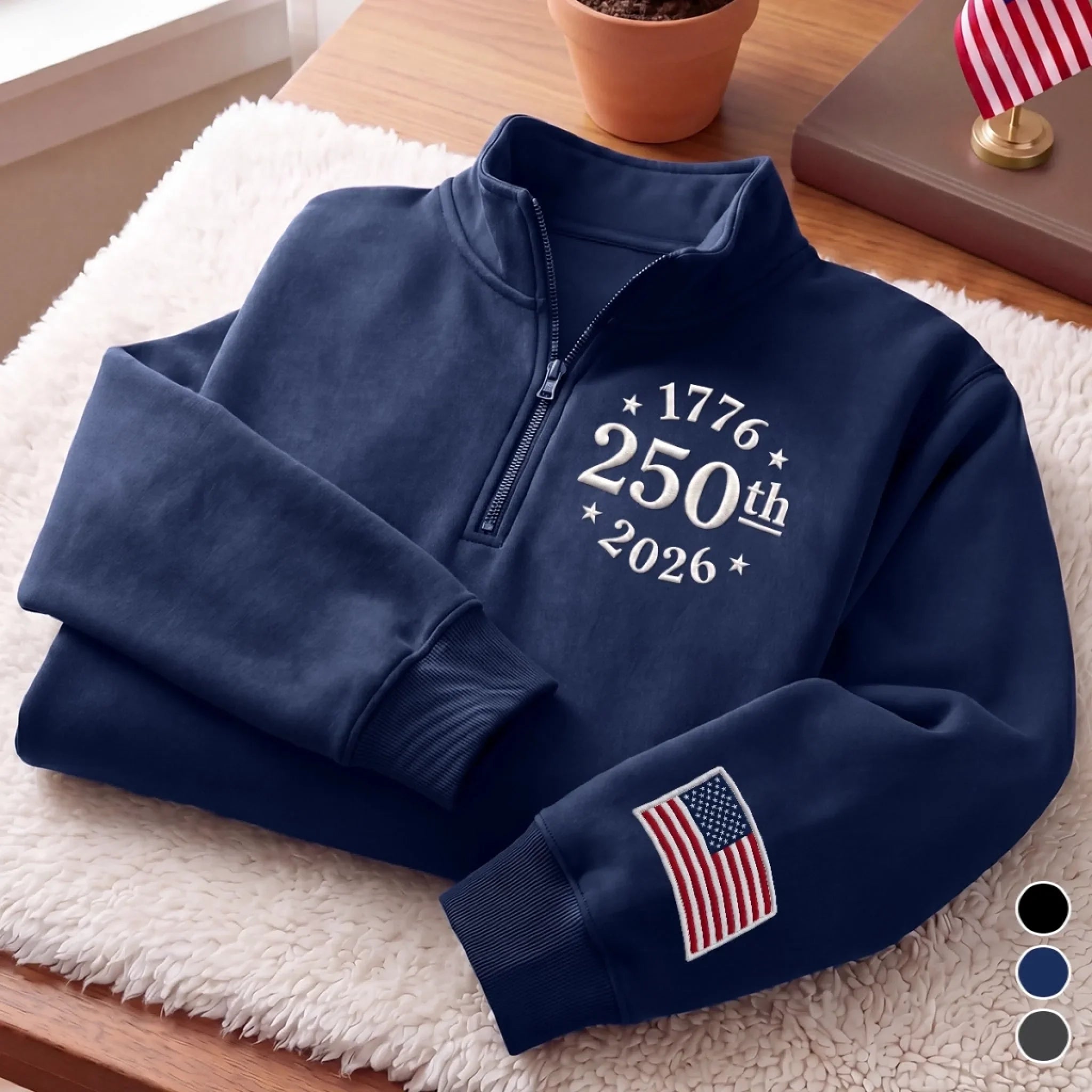Unisex Quarter Zip Sweatshirt - America 250th Anniversary Gifts For Mom, Dad, Brother, Sister, Kids - Heritage Never Fades