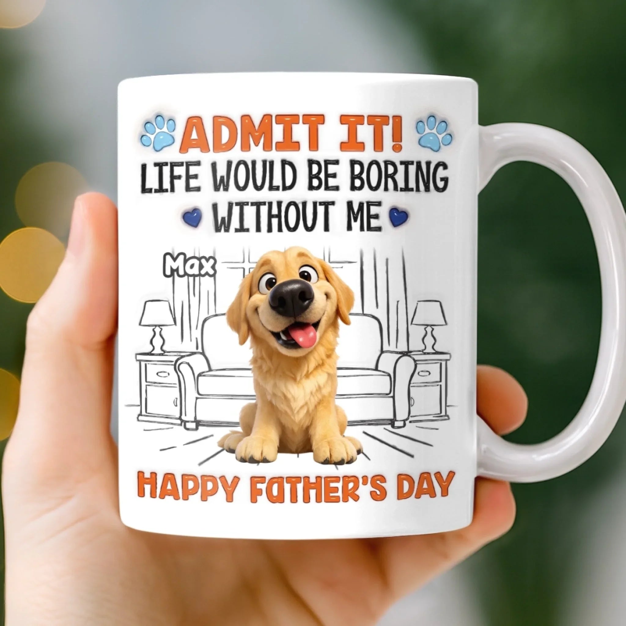 Custom 3D Inflated Effect Printed Mug - Personalized Father's Day Birthday Gifts For Dog Cat Lovers, Dog Dad And Mom, Cat Owners - My Dog And Cat Are Bosses