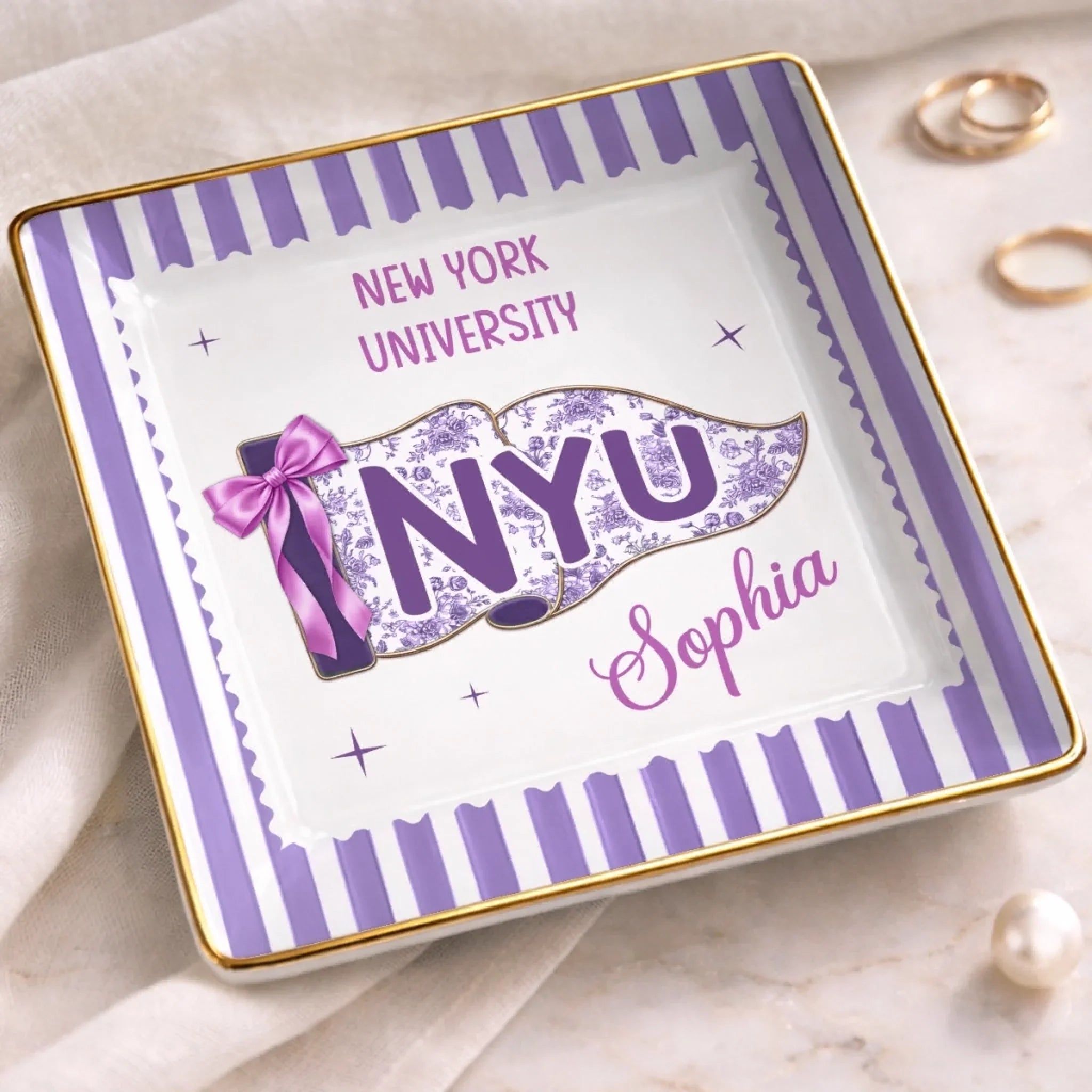 Custom Full-Print Jewelry Dish - Personalized Graduation Gifts For Him, Her - Campus Charm Moment