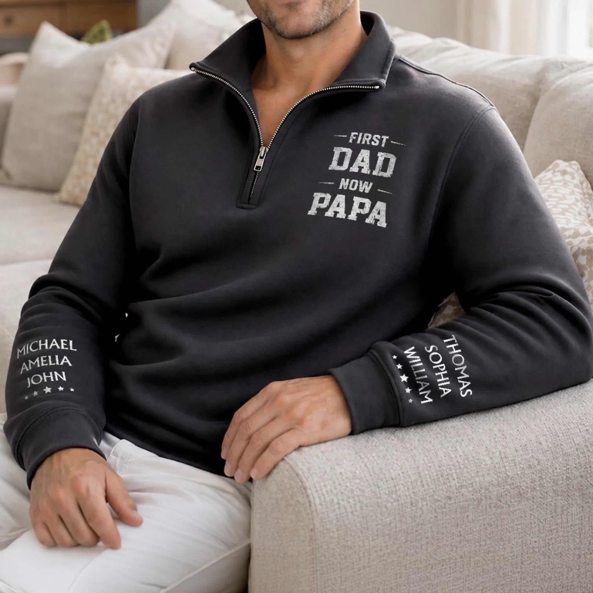 Custom Unisex Quarter Zip Sweatshirt - Personalized Father's Day Birthday Gifts For Dad, Grandpa - Dad Makes Every Memory Better