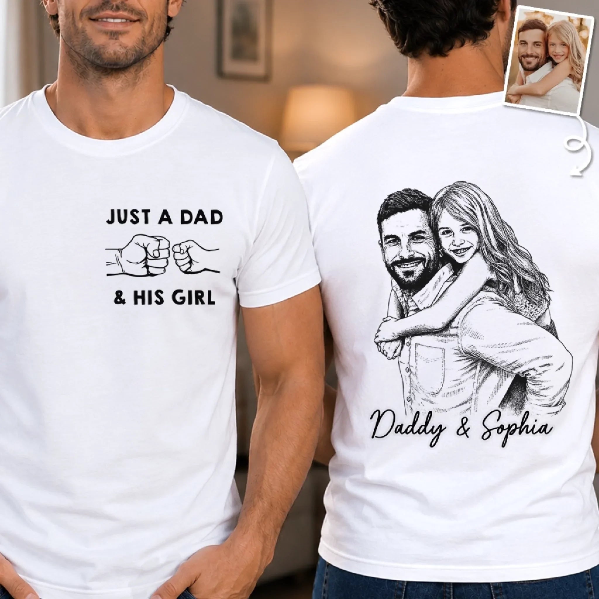 Custom Photo Unisex T-shirt - Personalized Father's Day Birthday Gifts For Dad, Grandpa - Forever My Hero