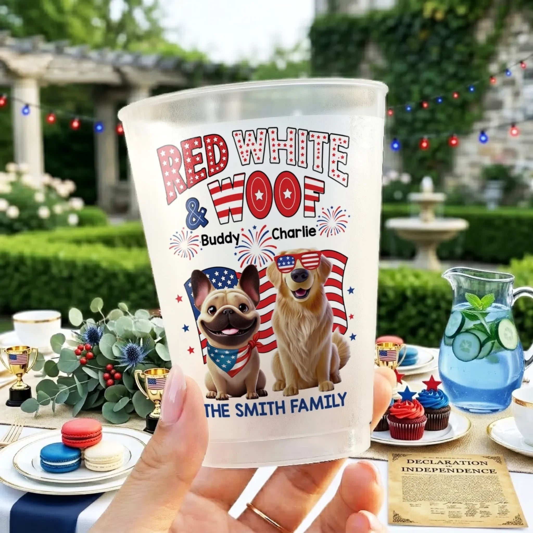 Custom Party Cups - Personalized America 250th Anniversary Gifts For Dog Lovers, Dog Dad And Mom - Paws Make Everything Better