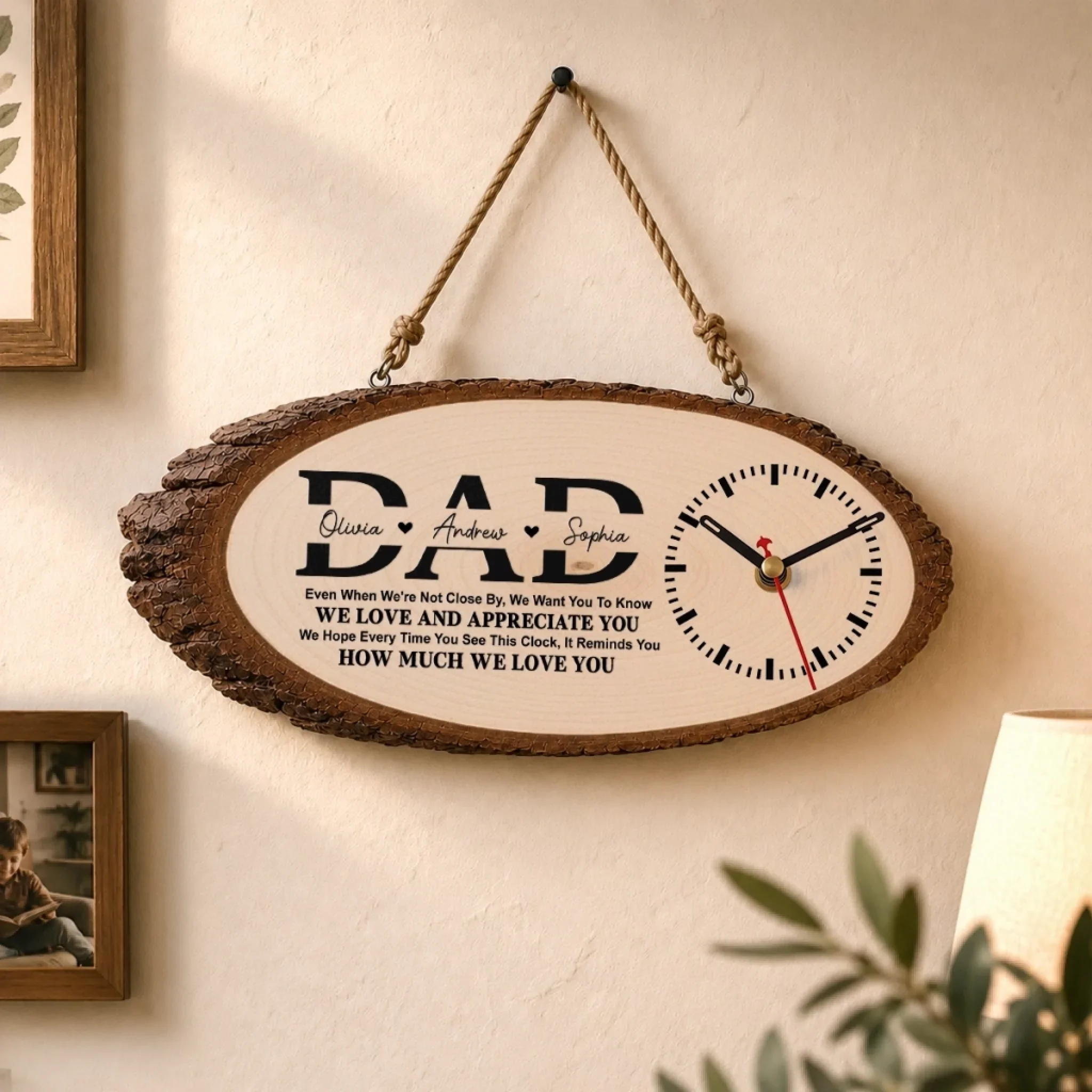 Custom Wooden Clock - Personalized Father's Day Birthday Gifts For Dad, Grandpa - Dad’s Love Never Fails