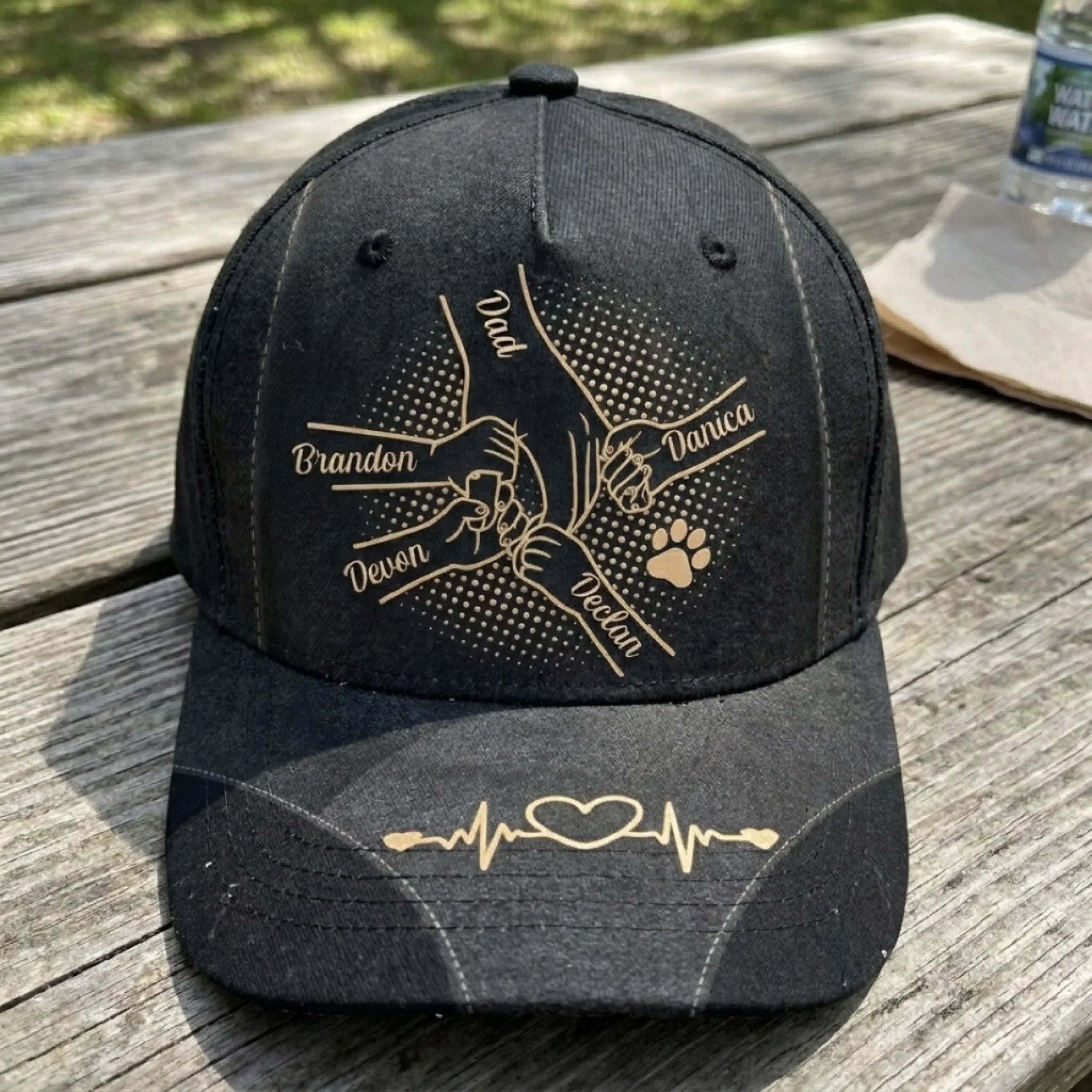 Custom Hat, All Over Print Classic Cap - Personalized Father's Day Gifts For Dad, Grandpa - Papa’s Hand Holds The Whole Family