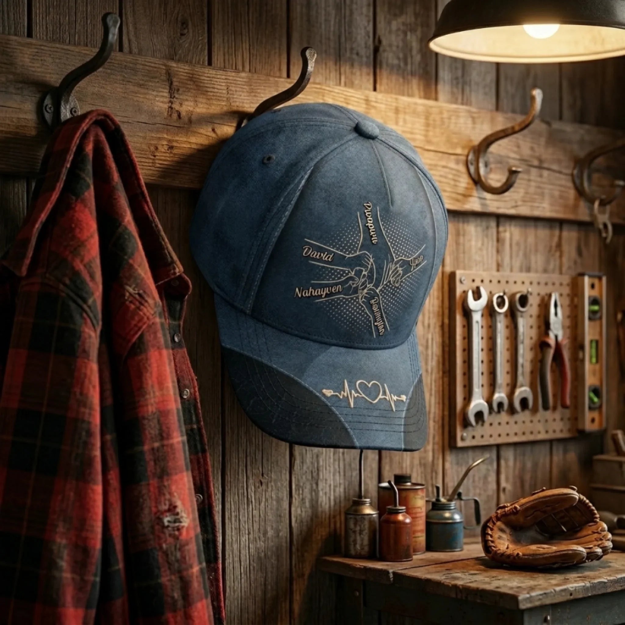 Custom Hat, All Over Print Classic Cap - Personalized Father's Day Gifts For Dad, Grandpa - Papa’s Hand Holds The Whole Family