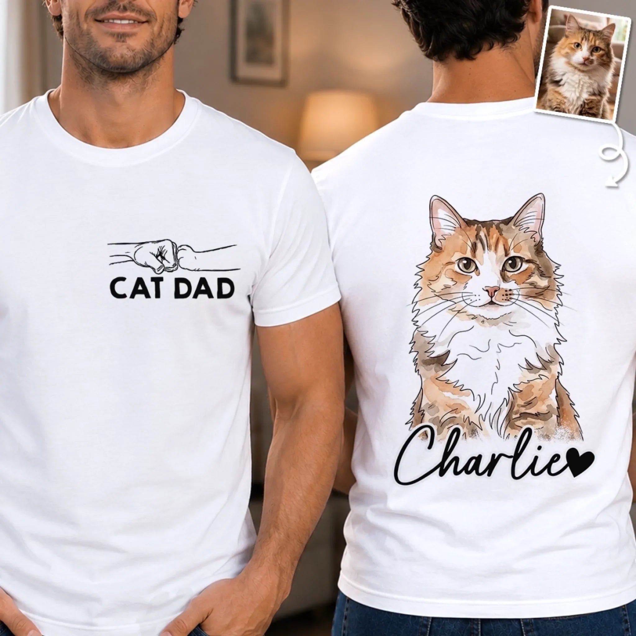 Custom Photo Unisex T-shirt - Personalized Father's Day Birthday Gifts For Dog Cat Lovers, Dog Dad And Mom, Cat Owners - Paws Made Me Happy