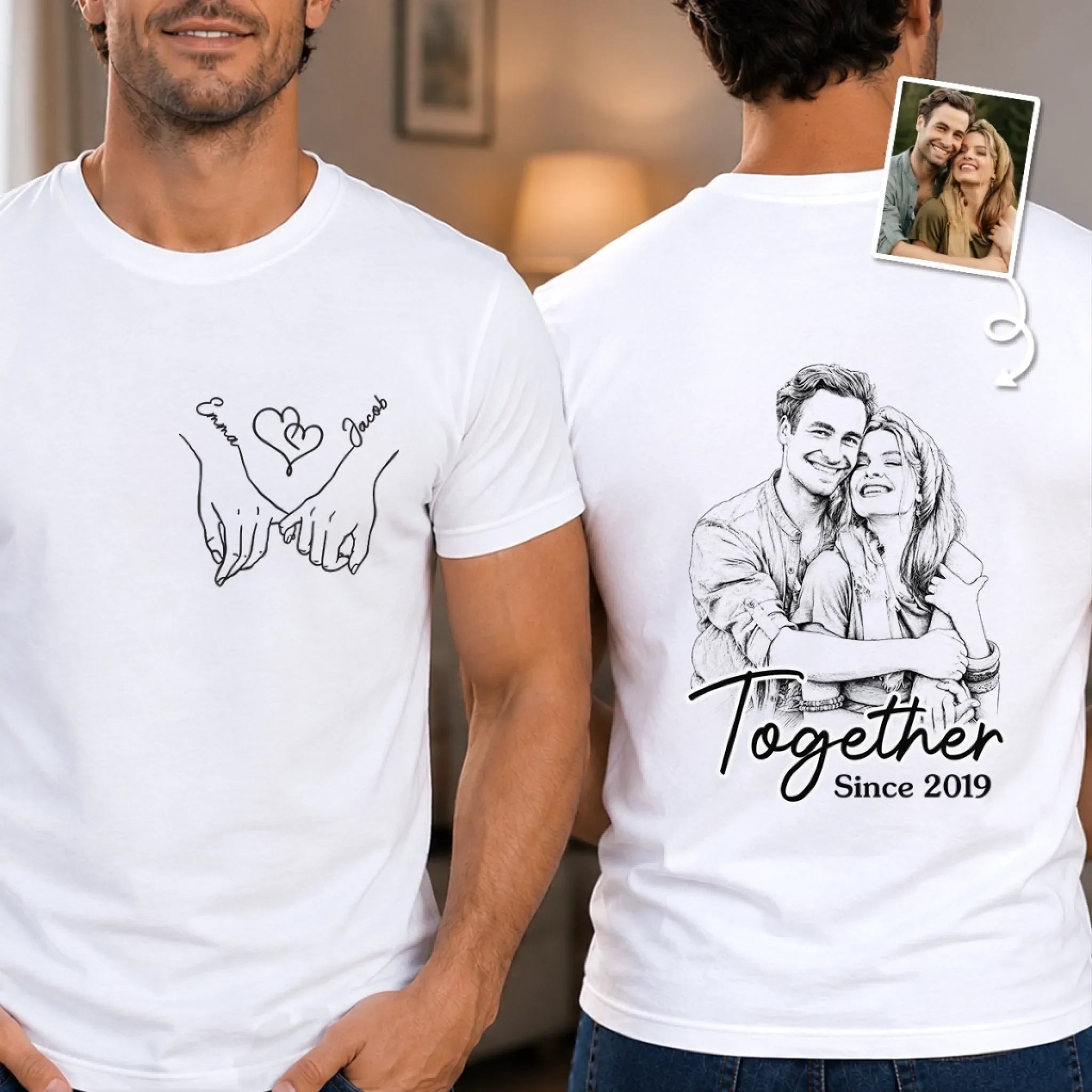 Custom Photo Unisex T-shirt - Personalized Anniversary Wedding Gifts For Husband And Wife, Him And Her - Love In Every Line