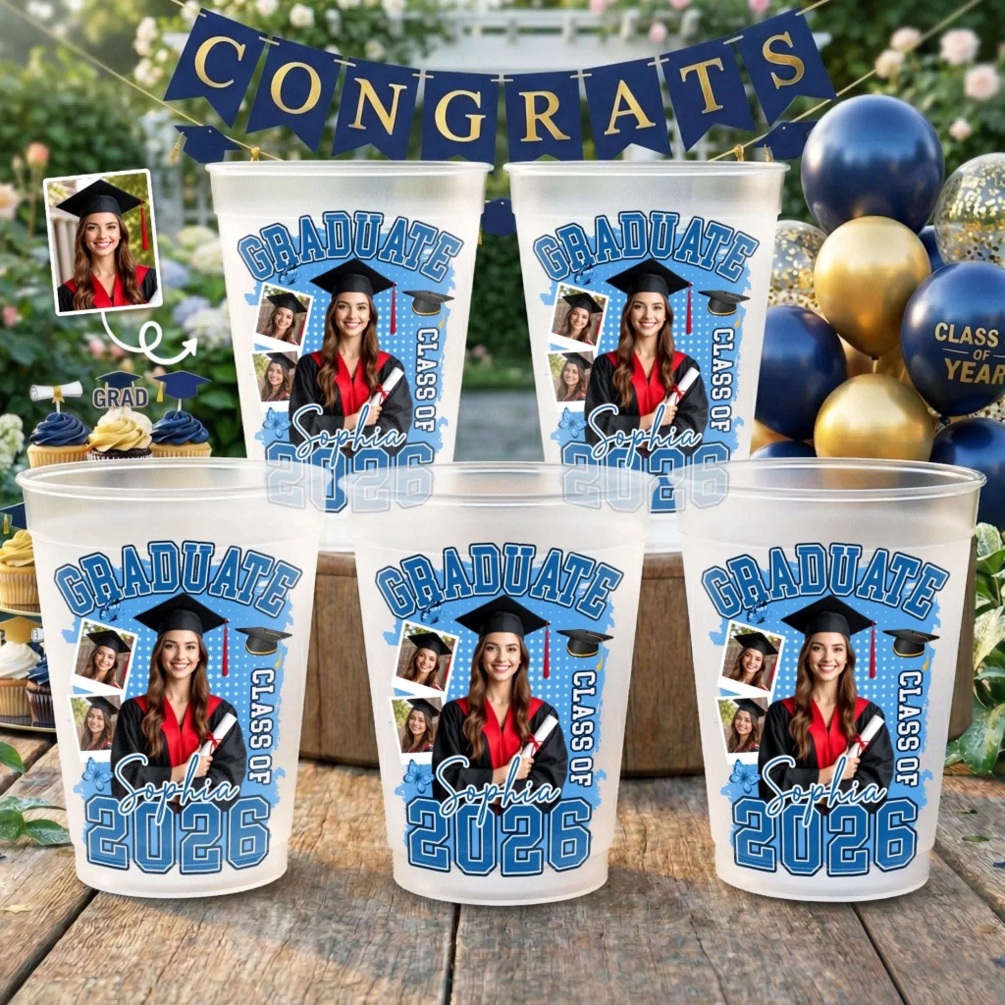 Custom Photo Graduation Cups - Personalized Graduation Gifts For Him, Her - Grad Party MVP Right Here