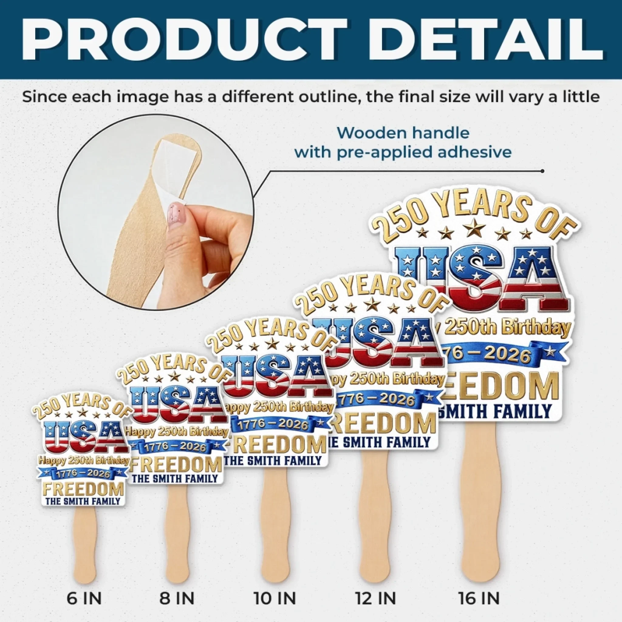Custom Hand Fan - Personalized America 250th Anniversary Gifts For Mom, Dad, Brother, Sister, Kids - Celebrating Freedom Coast To Coast