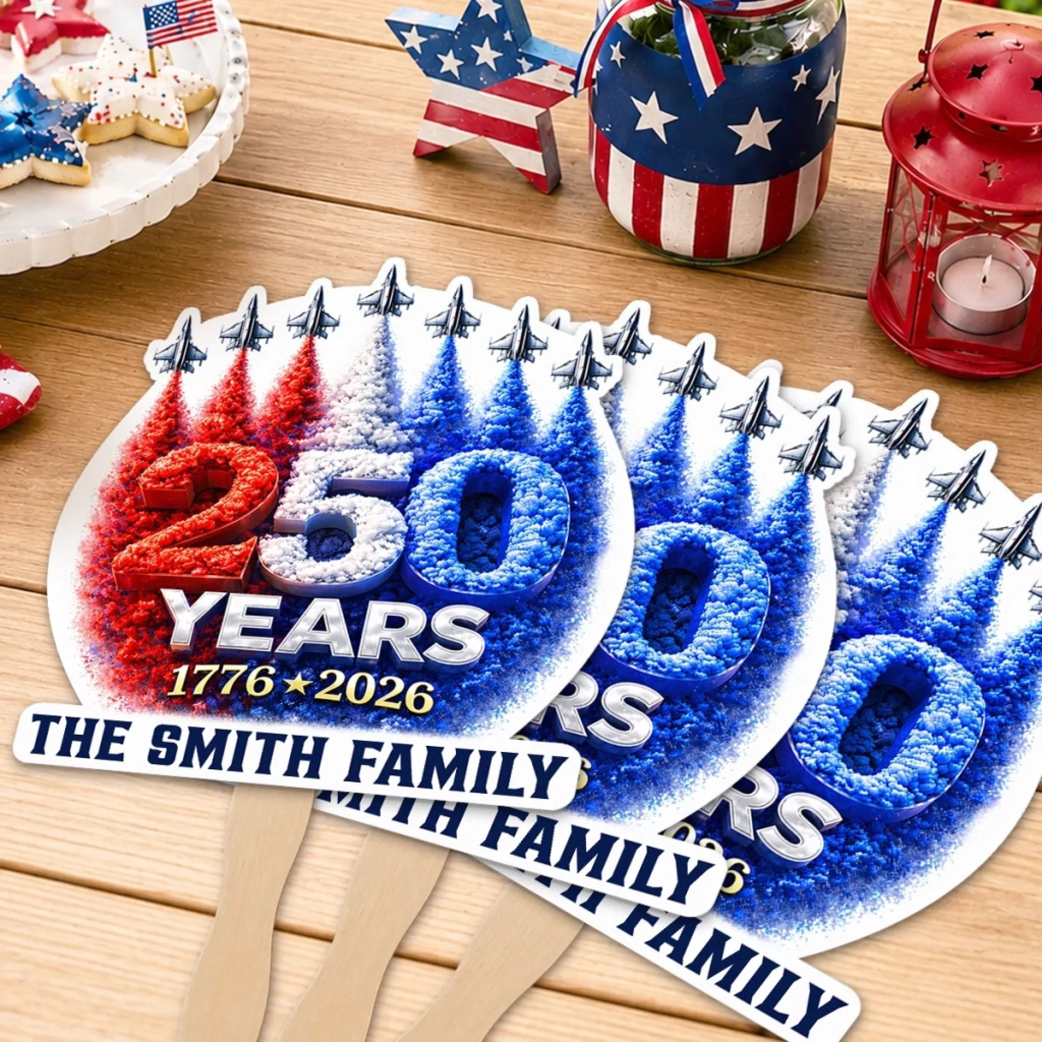 Custom Hand Fan - Personalized America 250th Anniversary Gifts For Mom, Dad, Brother, Sister, Kids - Celebrating 250 Years Strong
