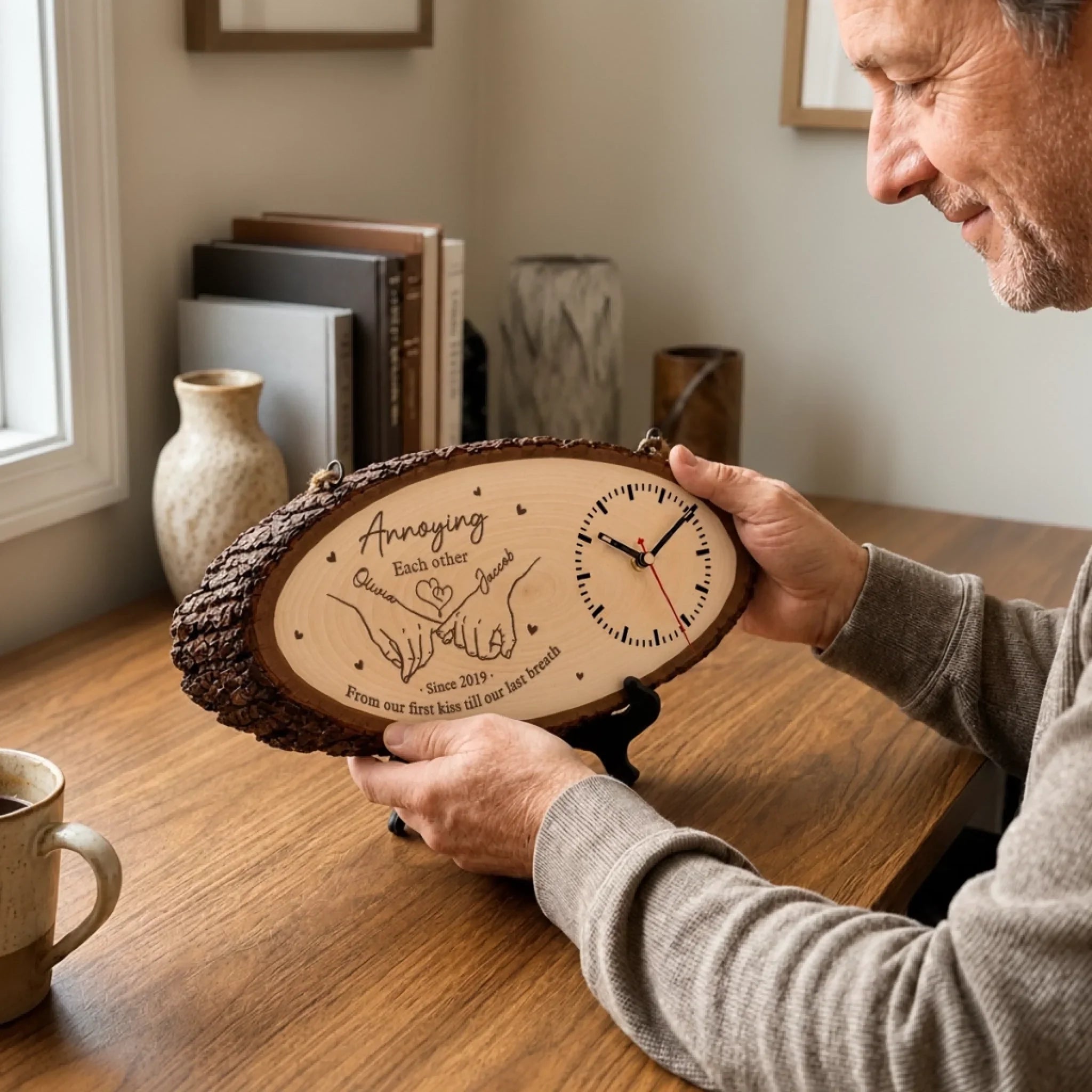 Custom Rustic Wooden Clock - Personalized Anniversary Wedding Gifts For Husband And Wife, Him And Her - Annoying You Is My Love Language