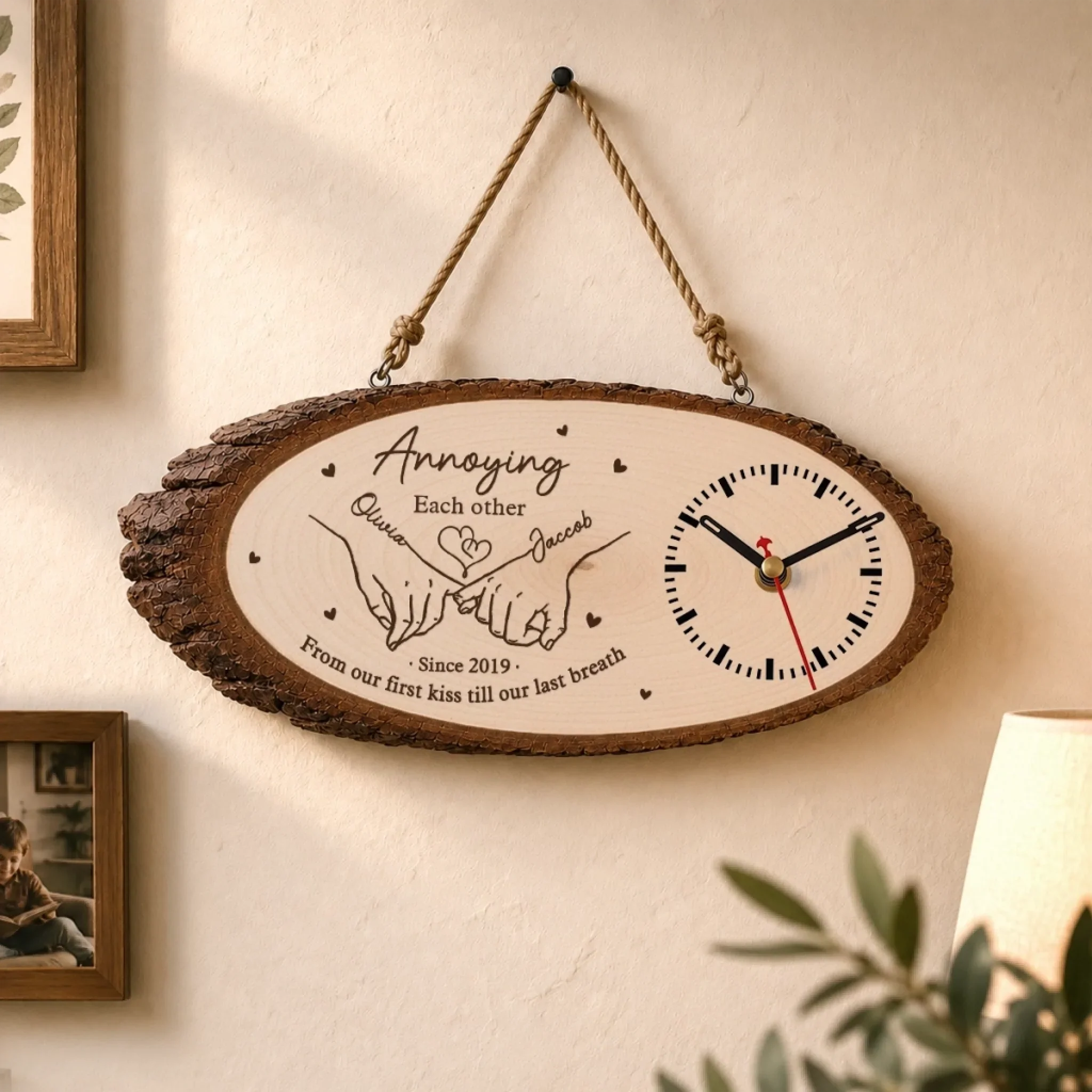 Custom Rustic Wooden Clock - Personalized Anniversary Wedding Gifts For Husband And Wife, Him And Her - Annoying You Is My Love Language