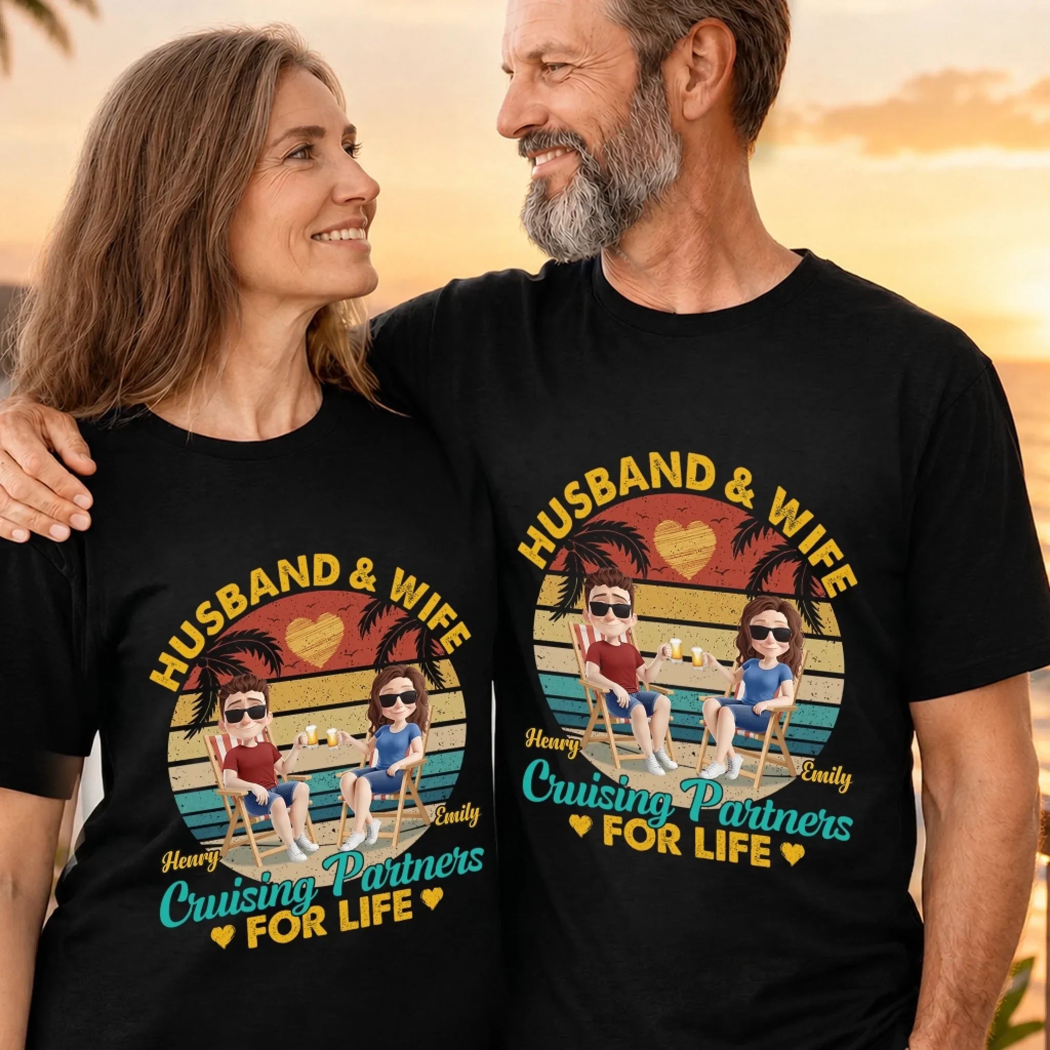 Custom T-shirt, Premium T-shirt, Hoodie - Personalized Summer Vacation And Travel Gifts For Husband And Wife, Him And Her, Cruise Lovers - Catch Us Cruising Into Forever