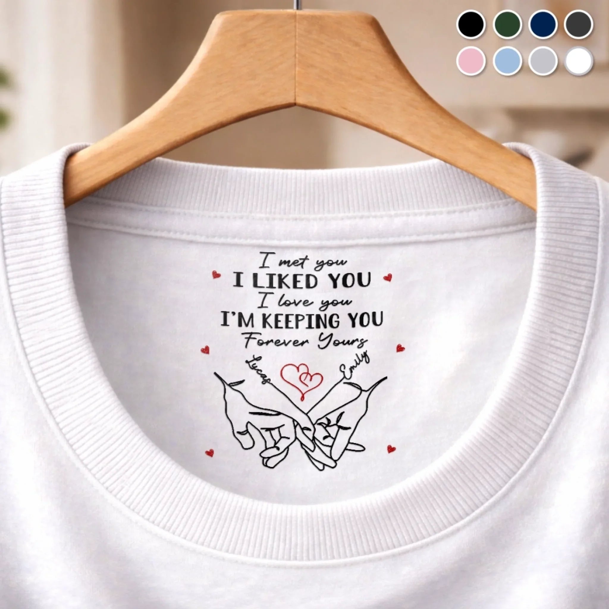 Custom Inside Neck Print T-Shirt - Personalized Anniversary Wedding Gifts For Husband And Wife, Him And Her - For The Wife Who Means Everything