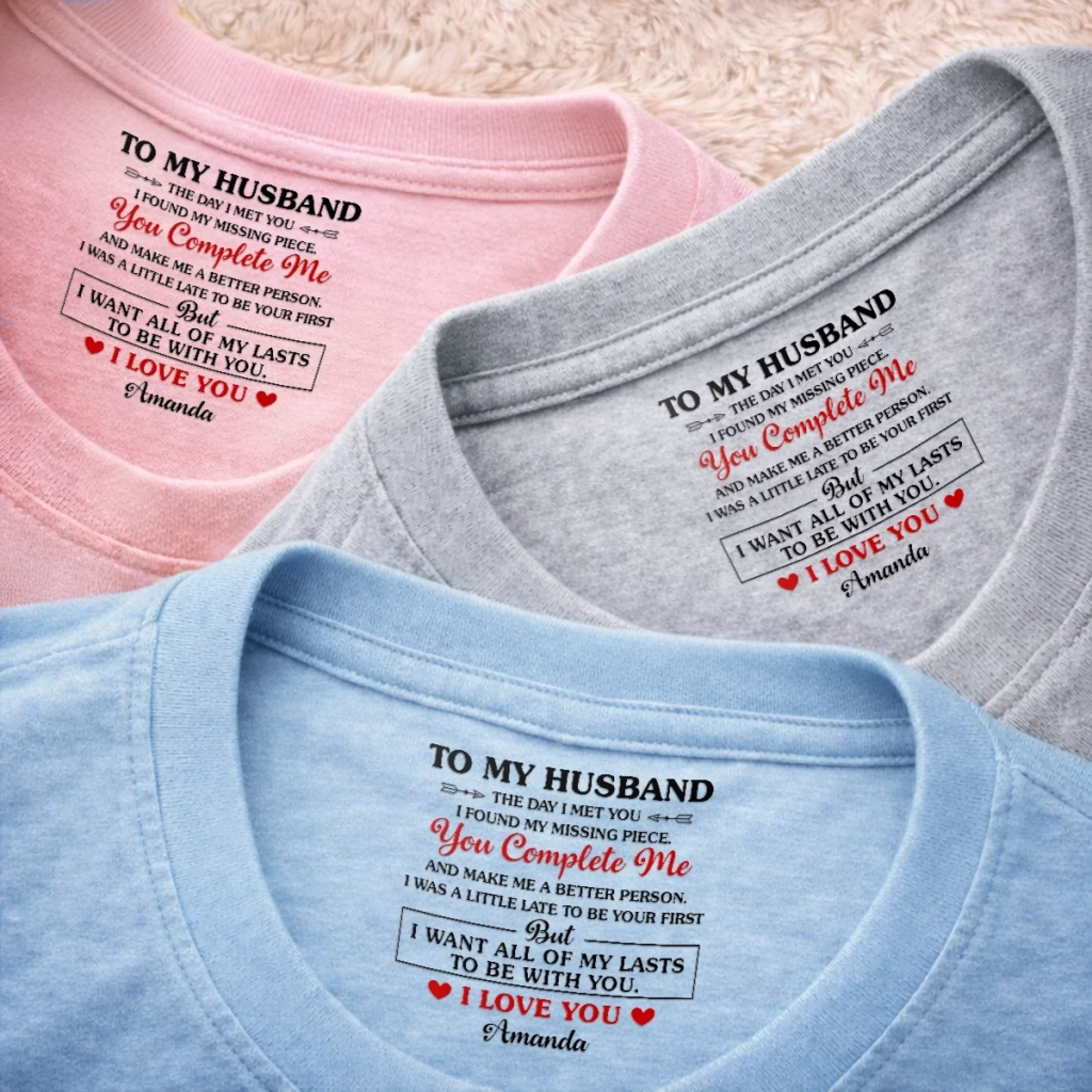 Custom Inside Neck Print T-Shirt - Personalized Anniversary Wedding Gifts For Husband And Wife, Him And Her -  His Daily Dose Of Love