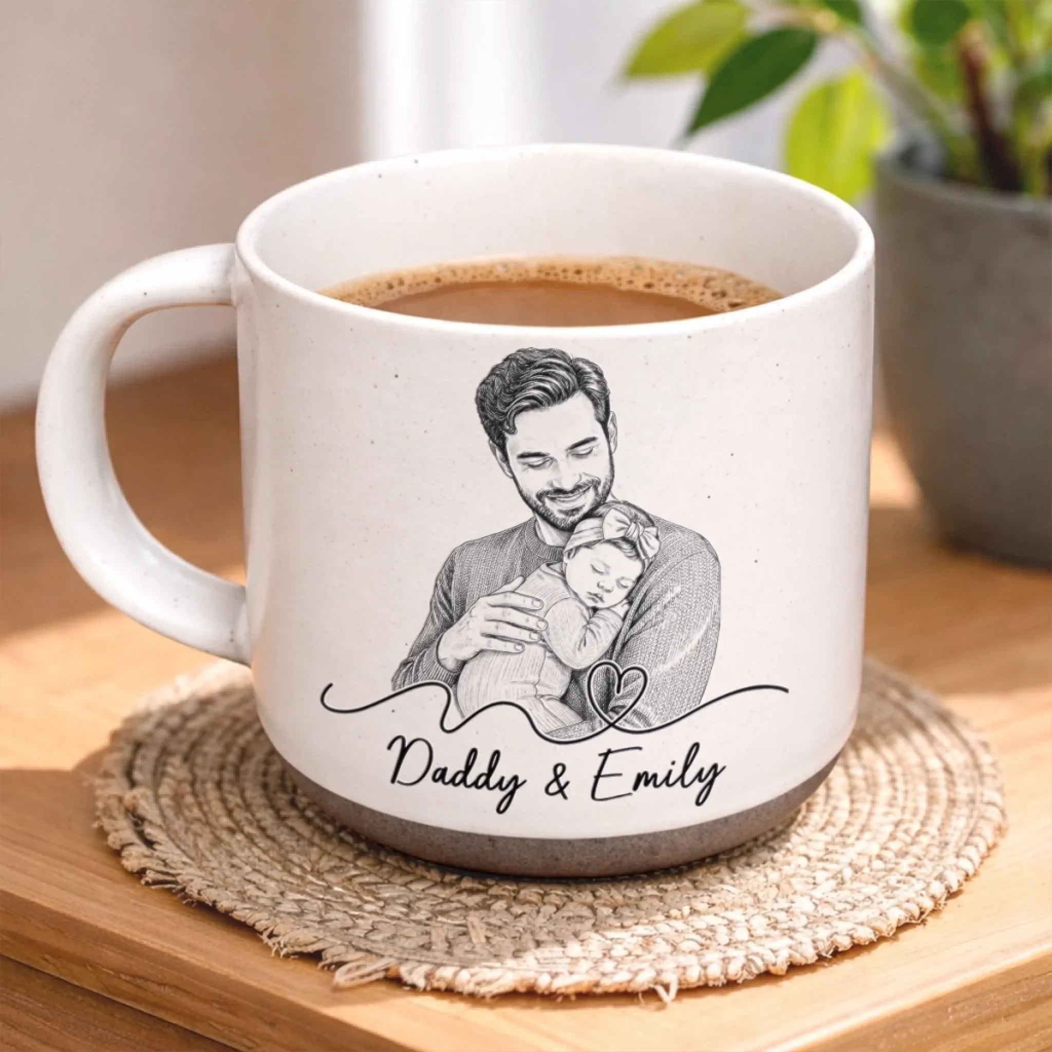 Custom Photo Printed Pottery Mug - Personalized Father's Day, Baby Shower, Gender Reveal Gifts For New Moms, New Dads, New Parents - Tiny Hands, Biggest Love