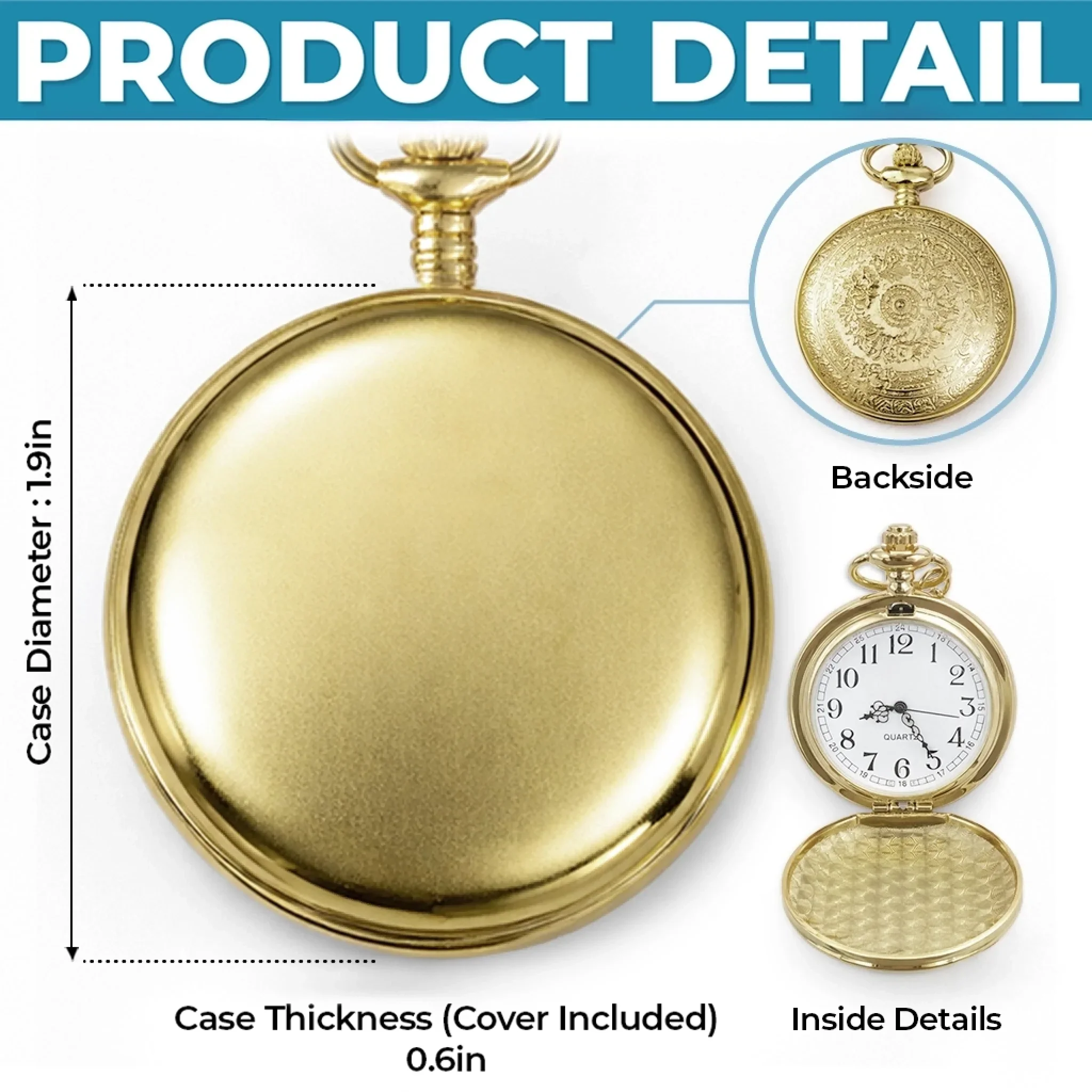 Custom Photo Pocket Watch - Personalized Father's Day Birthday Gifts For Dad, Grandpa - Dad’s Love Lights The Way