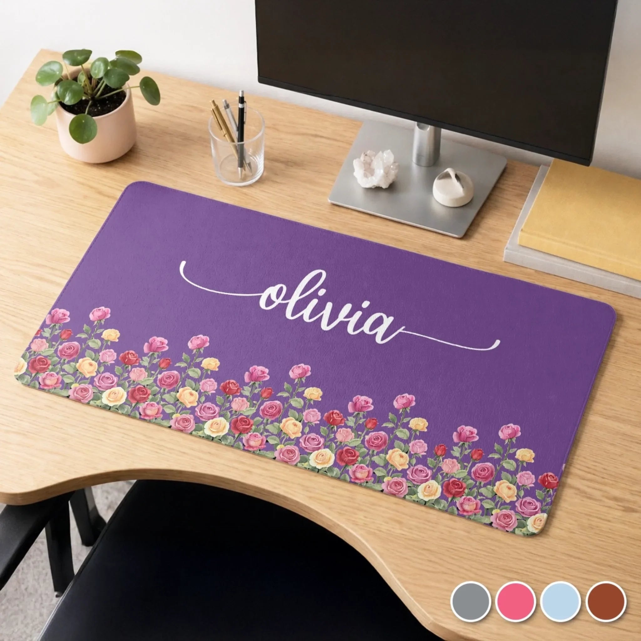 Custom Birth Month Flower Desk Mat - Personalized Birthday Gifts For Besties, Sisters, BFF, Family, Yourself - Living Life My Way