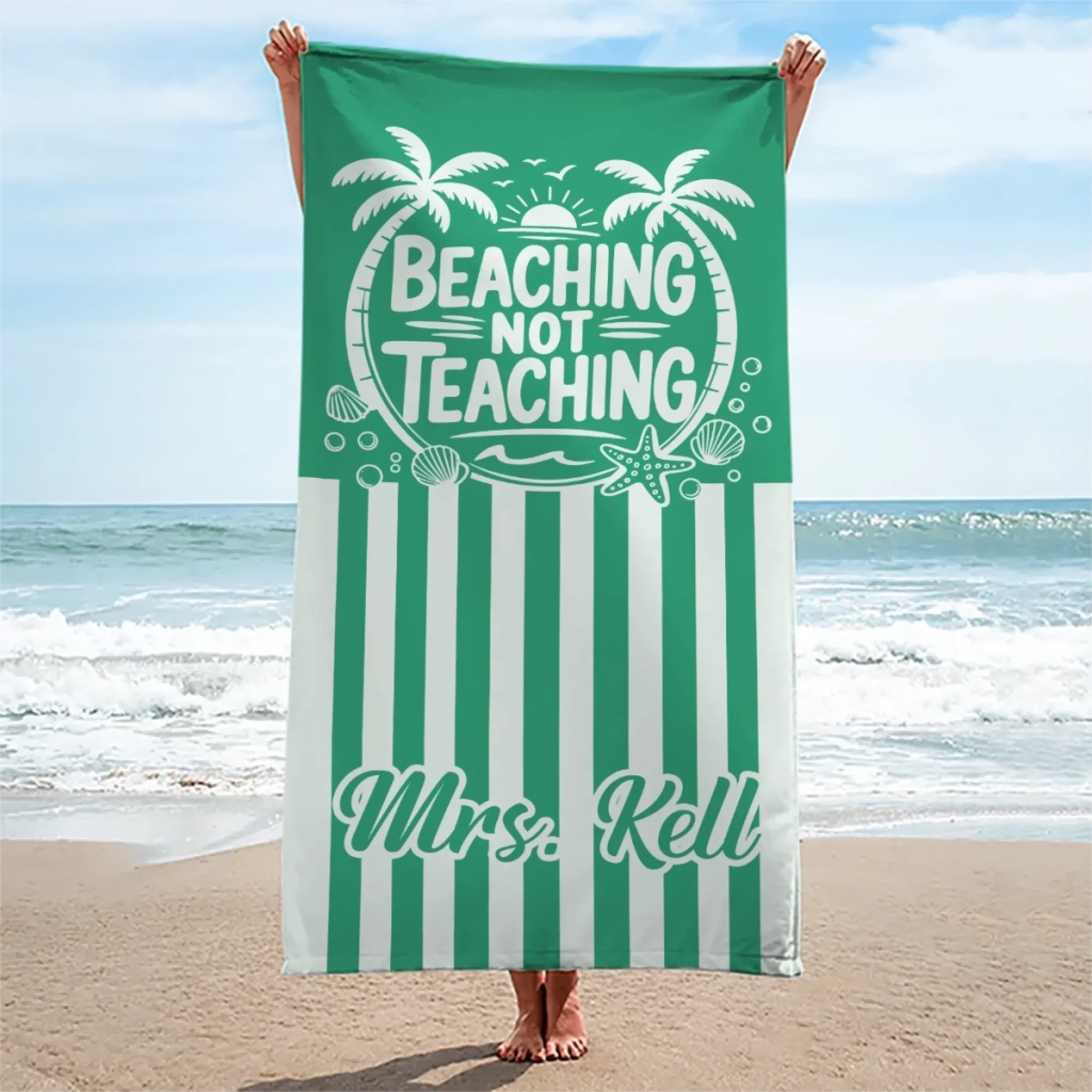 Custom Beach Towel - Personalized Summer Vacation And Travel Gifts For Teachers - Mentally Out Of Office