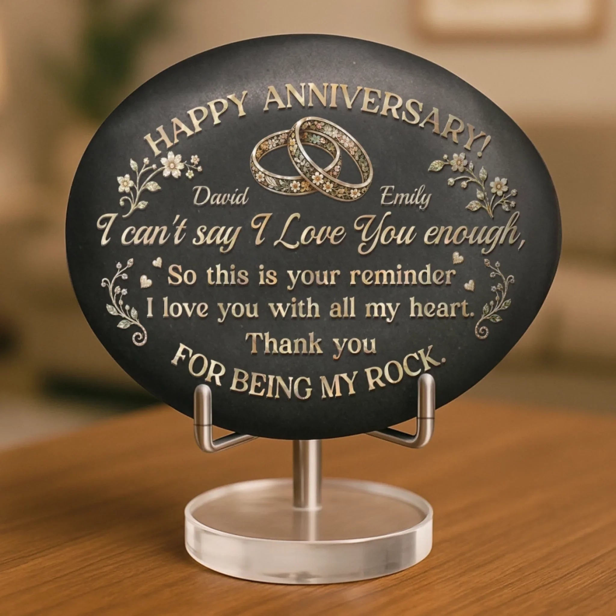 Custom Printed Rock - Personalized Anniversary Wedding Gifts For Husband And Wife, Him And Her - Love You More Every Anniversary