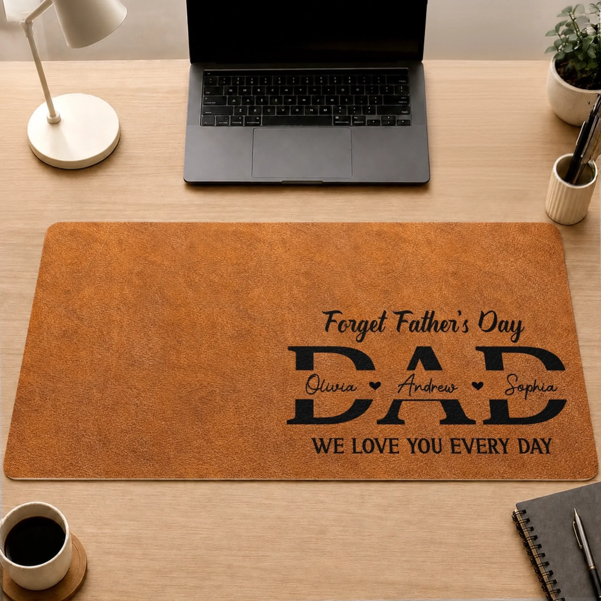 Custom Desk Mat -  Personalized Father's Day Birthday Gifts For Dad, Grandpa - Dad Loved Every Day