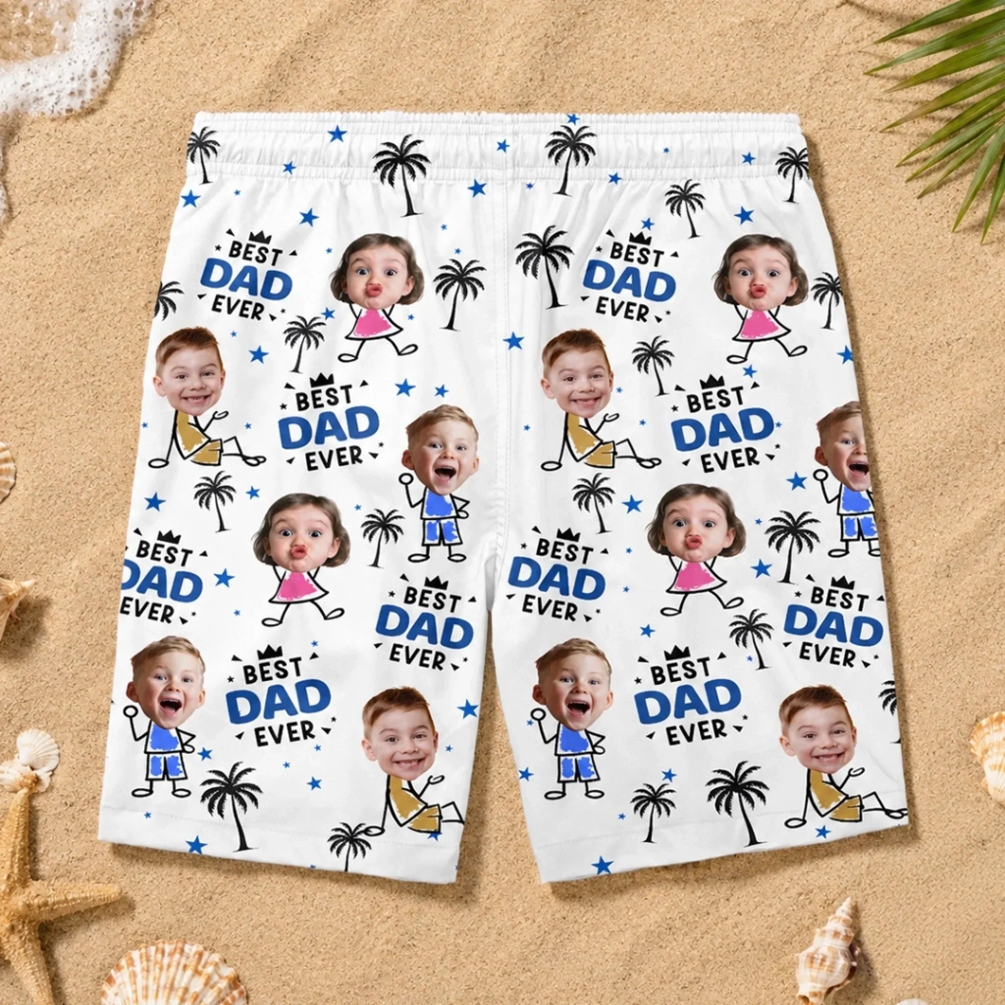 Custom Photo Tropical Hawaiian Aloha Men Beach Shorts - Personalized Father's Day Birthday Gifts For Dad, Grandpa - Strong Like Dad Everyday