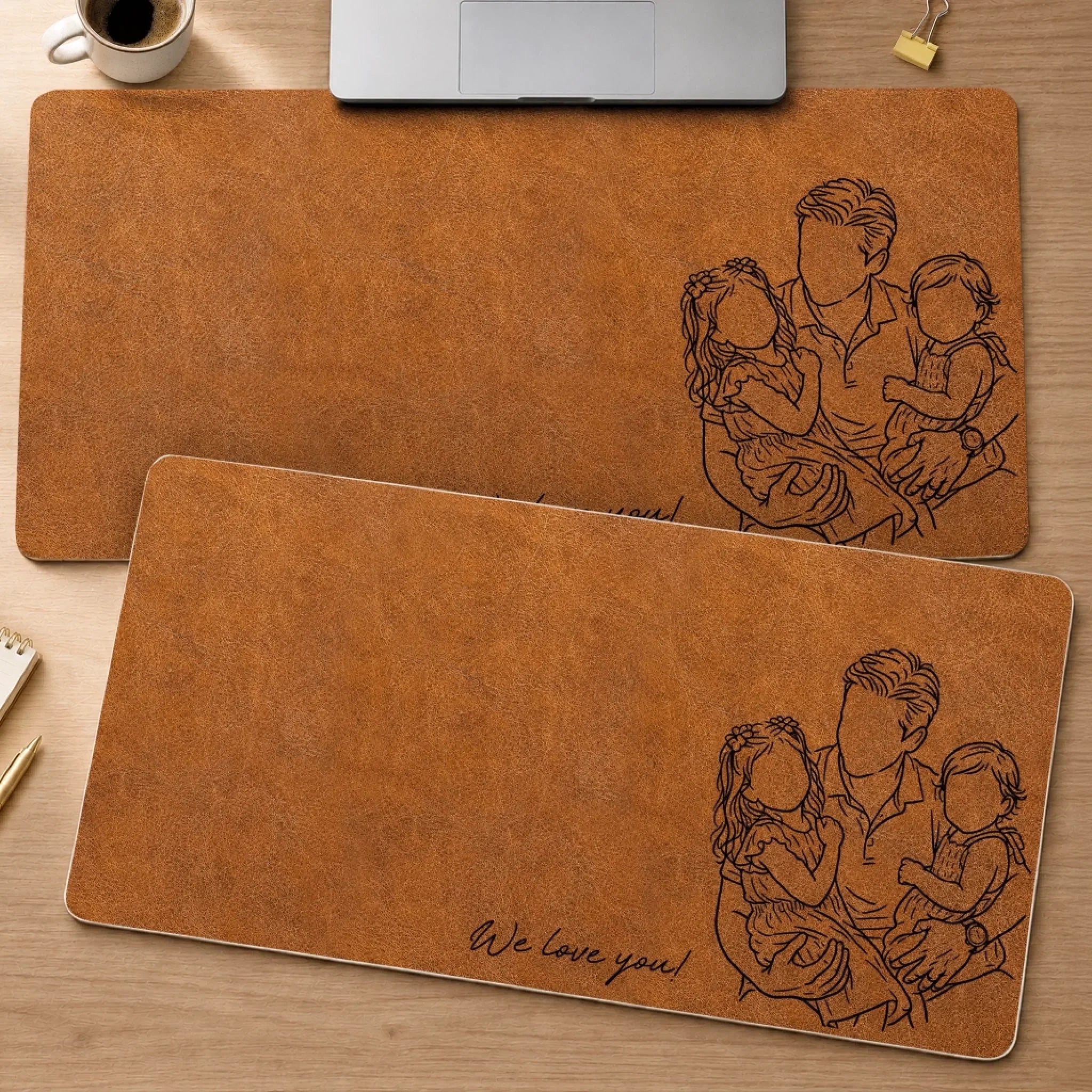 Custom Photo Desk Mat - Personalized Father's Day Birthday Gifts For Dad, Grandpa - Dad’s Love Holds Us Together