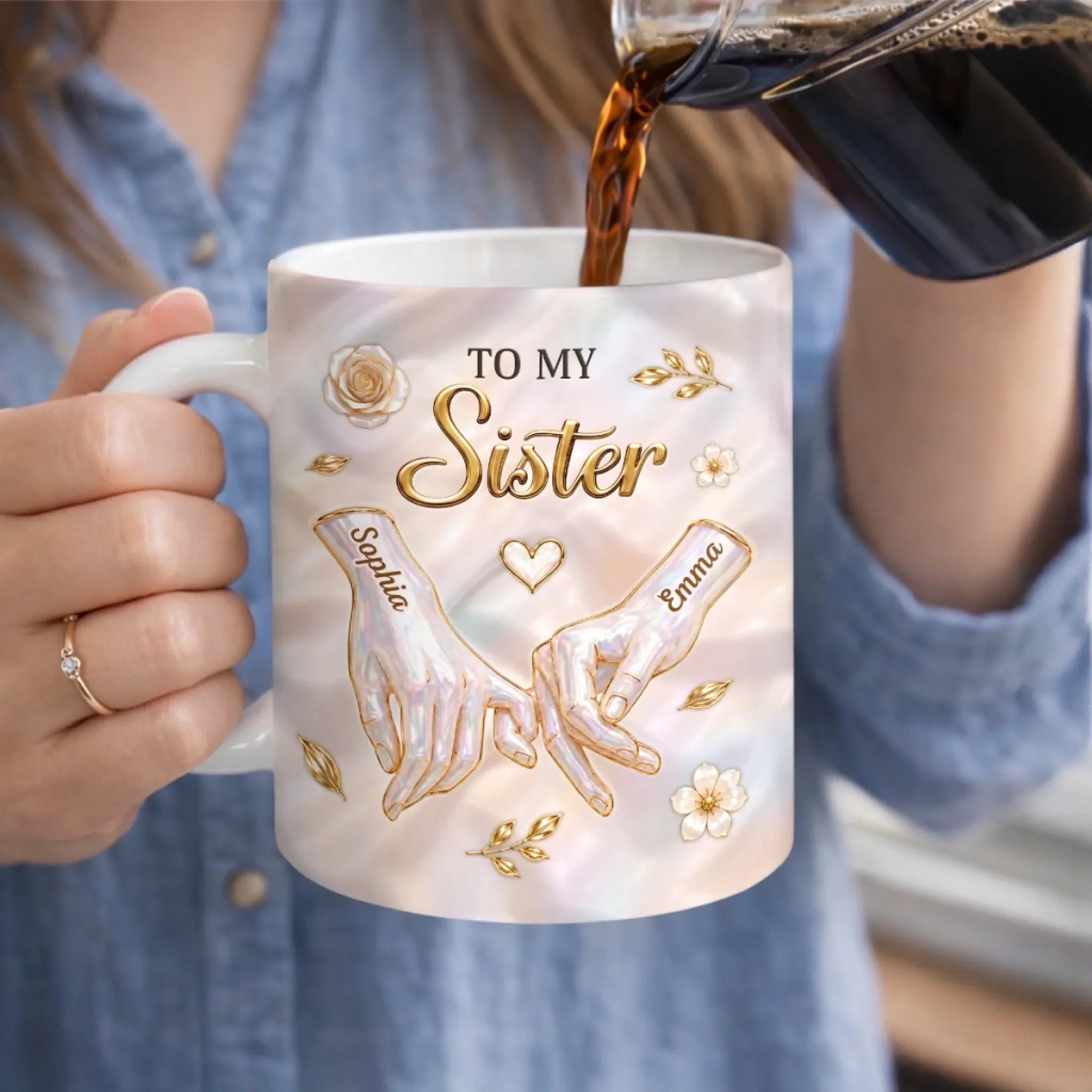 Custom 3D Inflated Effect Printed Mug - Personalized Best Friend Birthday Gifts For Women, Besties, Sisters, BFF - Forever Linked, Beautifully Kept