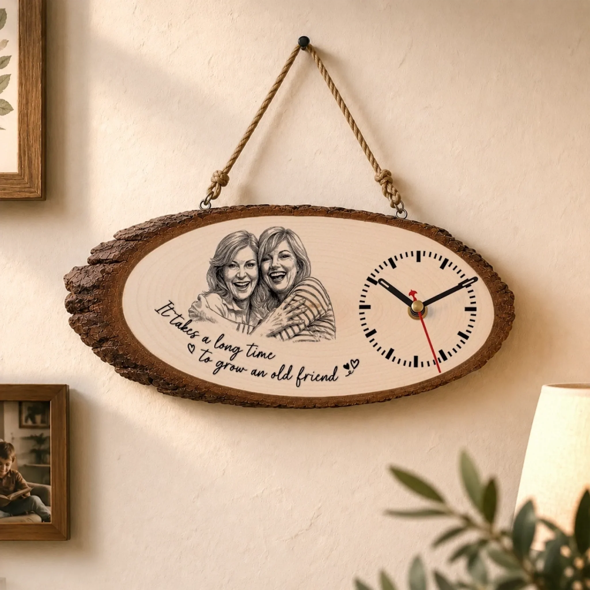 Custom Photo Rustic Wooden Clock - Personalized Best Friend Birthday Gifts For Women, Besties, Sisters, BFF - The Best Kind Of Forever Friend